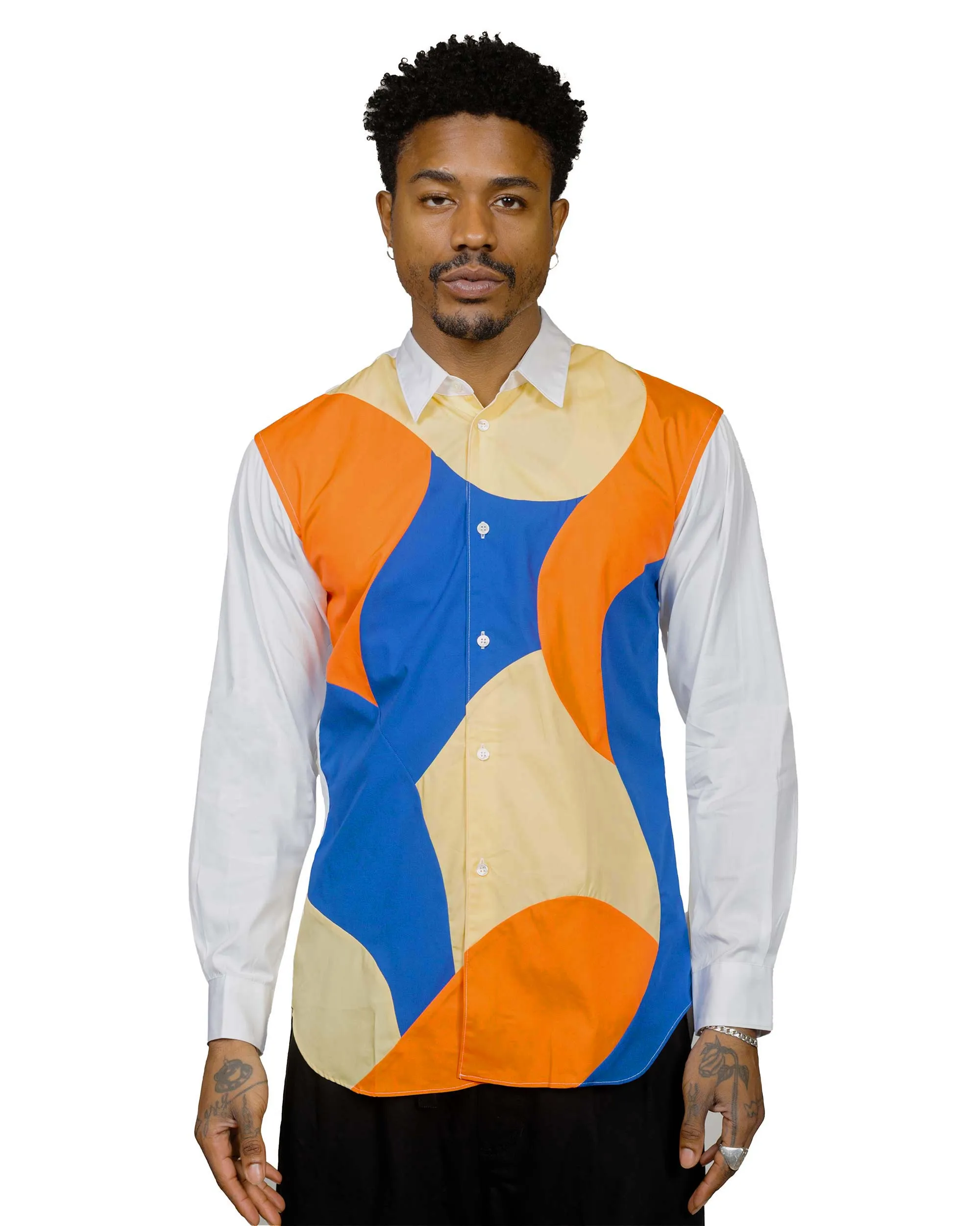 Comme des Garçons SHIRT Curved Patchwork Shirt White Mix sold by Lost & Found product image thumbnail 2