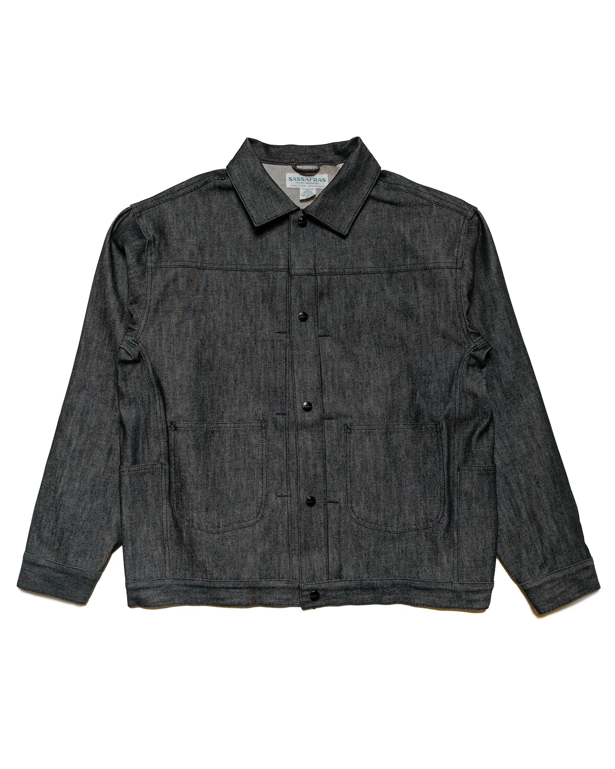 Sassafras Gardeners Jacket 13oz Slab Denim Black sold by Lost & Found