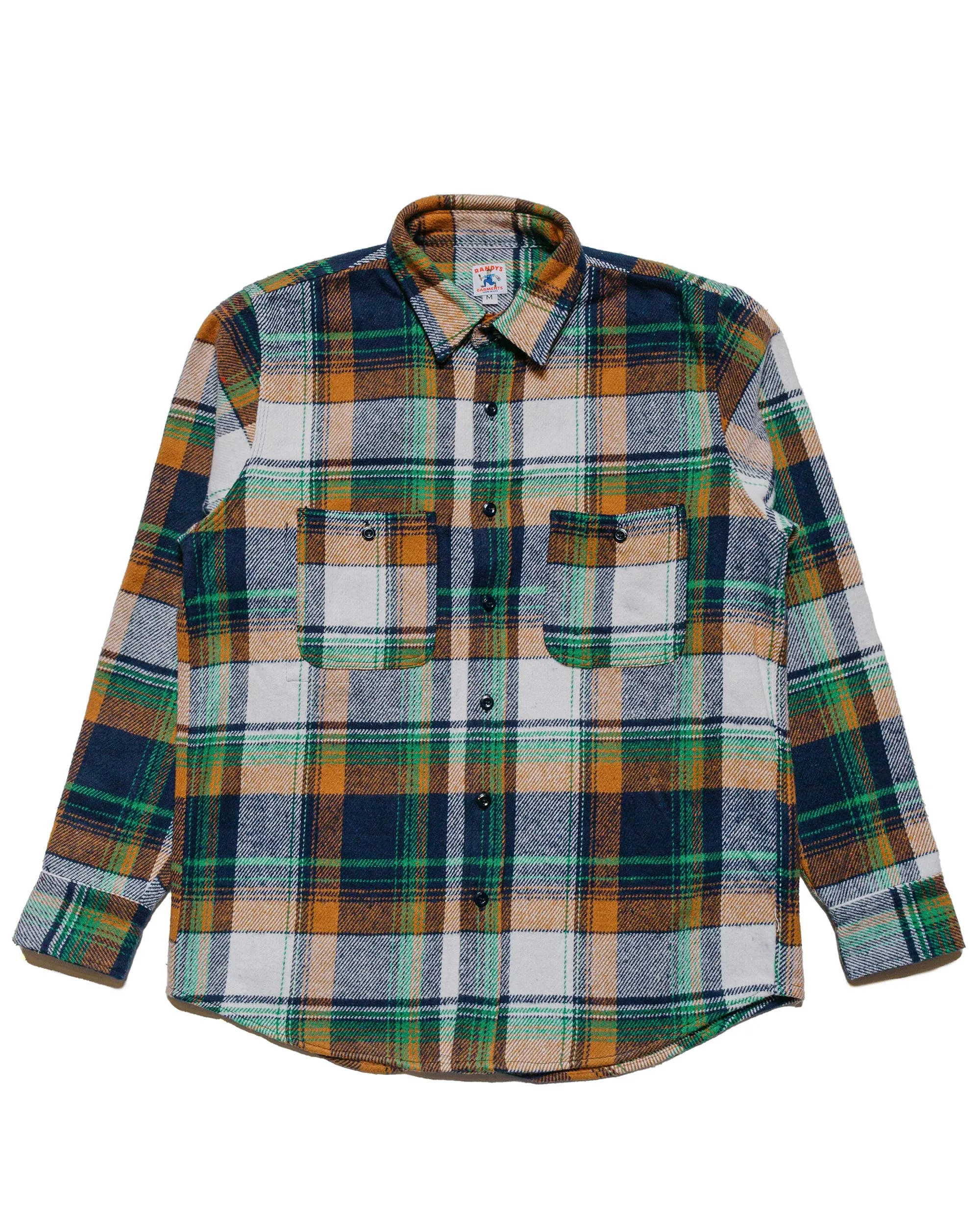 Randy's Garments 3-Pocket Work Shirt Heavy Brushed Flannel Plaid Green sold by Lost & Found