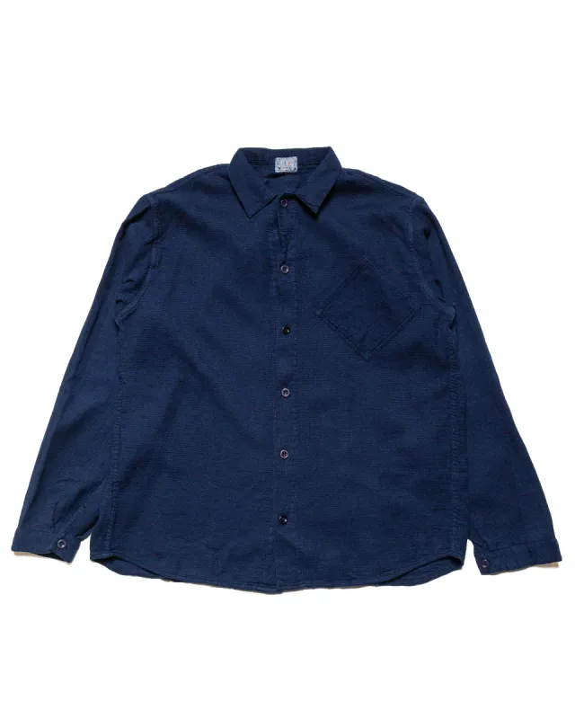 Tender 465 Argyle Chest Pocket Shirt Fine Cotton Beekeeper's Cloth Hadal Blue made by Tender