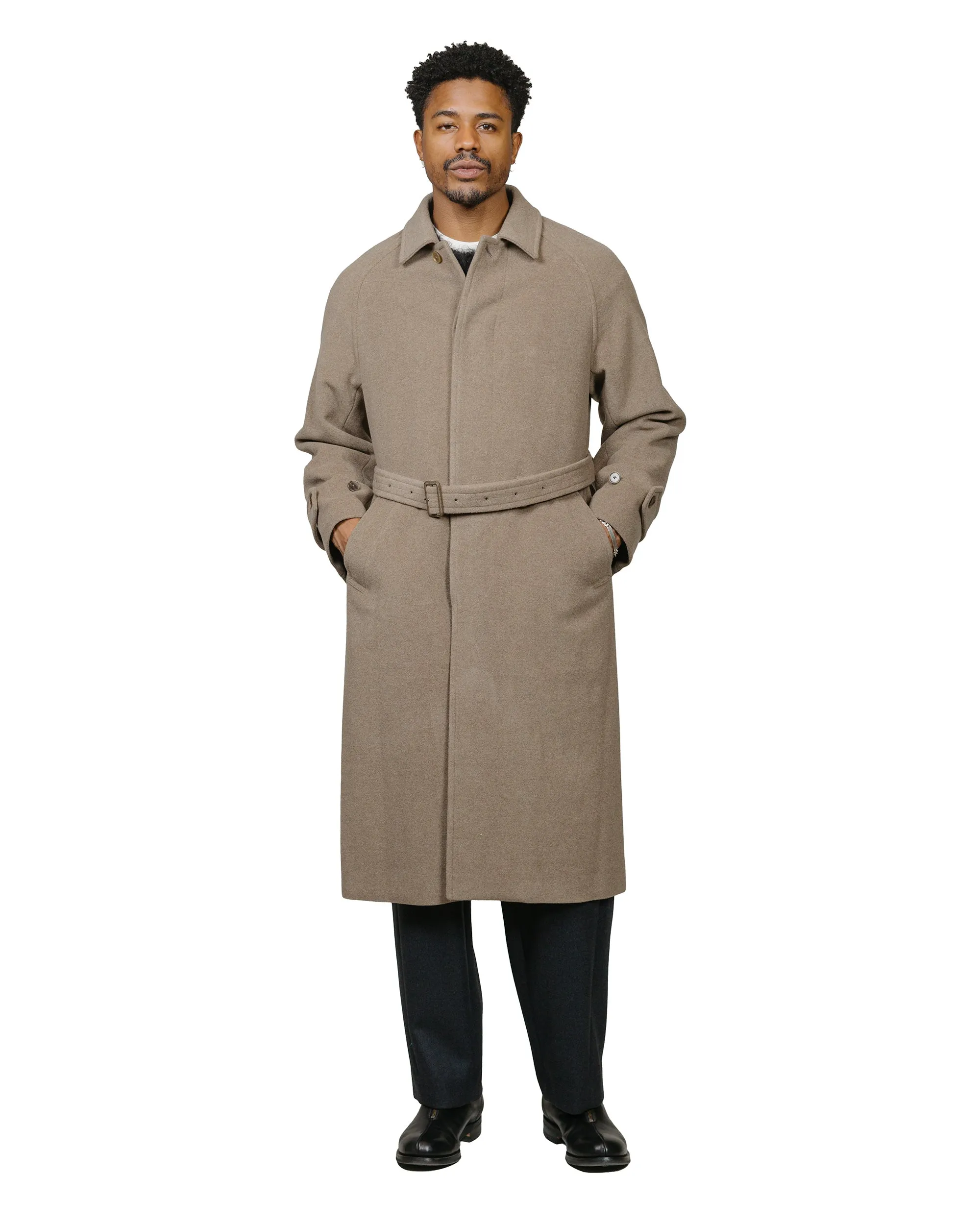 Auralee Super Fine Wool Mosser Soutien Collar Coat Khaki Beige sold by Lost & Found product image thumbnail 2