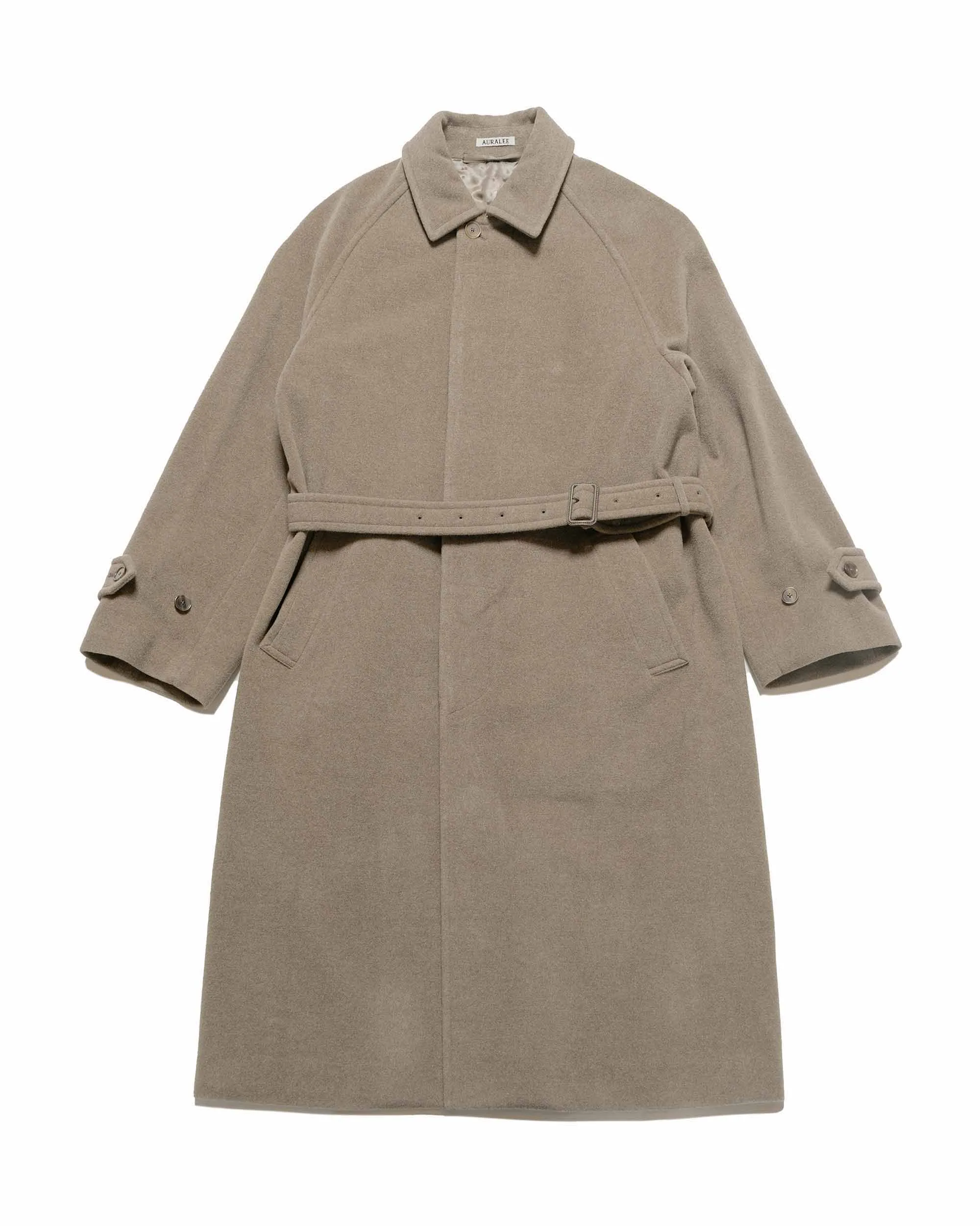 Auralee Super Fine Wool Mosser Soutien Collar Coat Khaki Beige sold by Lost & Found