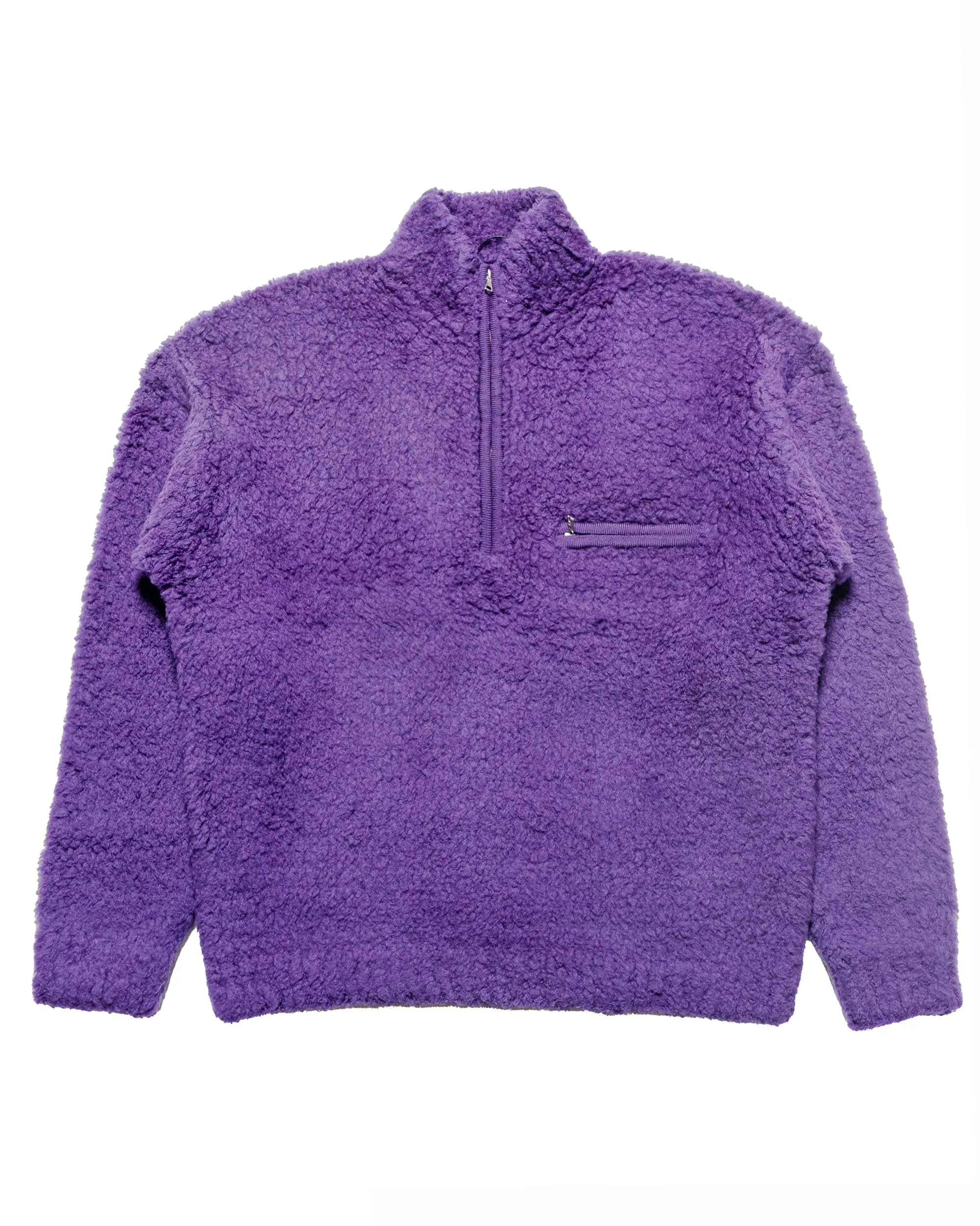 Auralee Merino Wool Boa Knit Half Zip P/O Purple sold by Lost & Found
