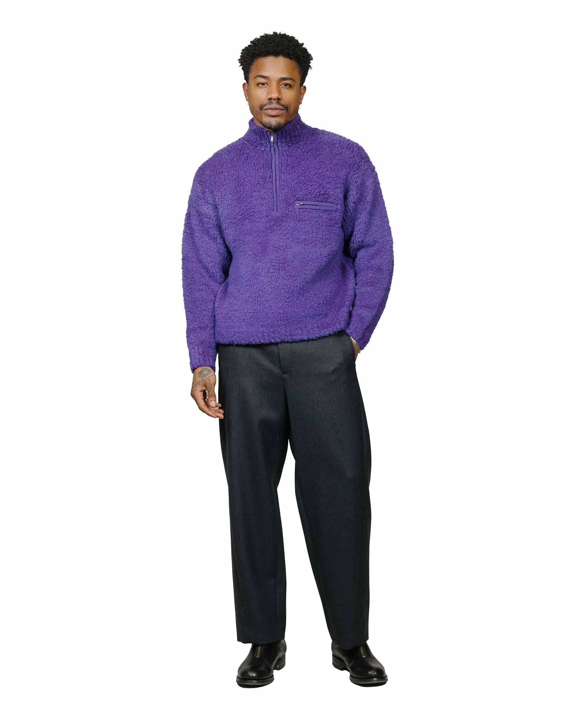 Auralee Merino Wool Boa Knit Half Zip P/O Purple sold by Lost & Found product image thumbnail 4