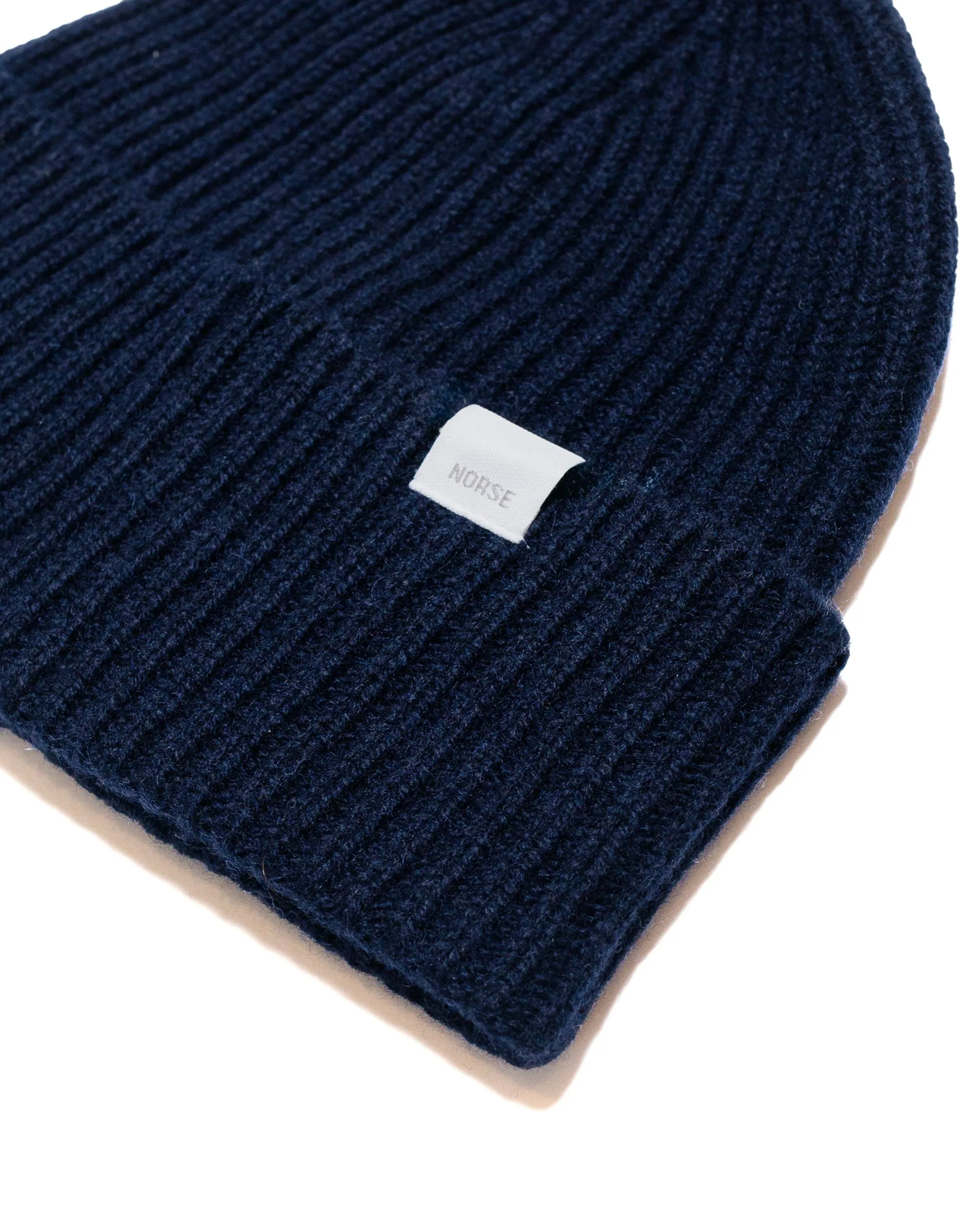 Norse Projects Standard Merino Lambswool Beanie Dark Navy sold by Lost & Found product image thumbnail 2