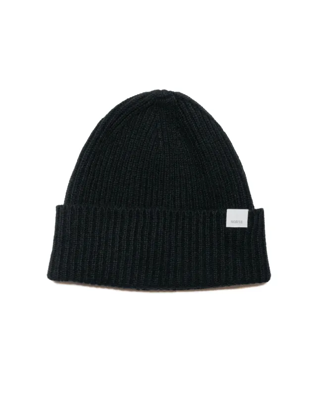 Norse Projects Standard Merino Lambswool Beanie Black sold by Lost & Found