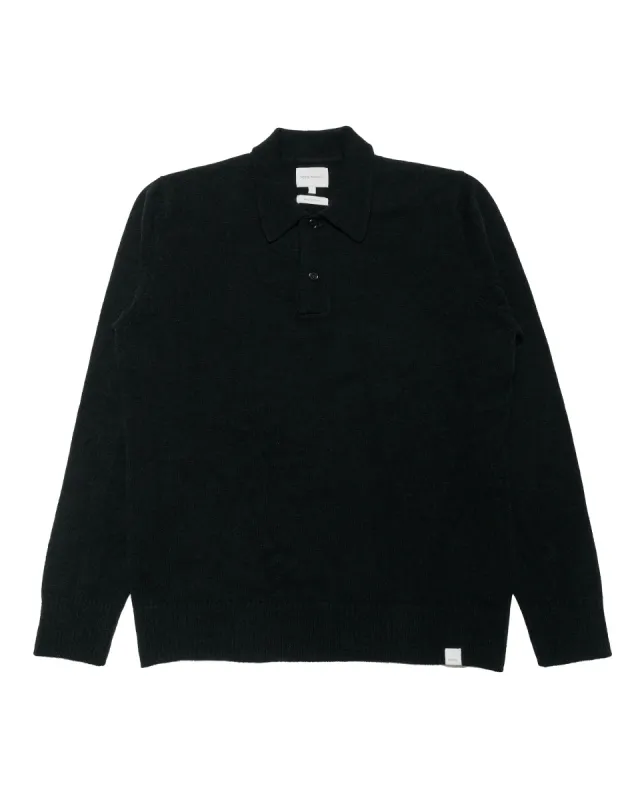 Norse Projects Standard Merino Lambswool Polo Black sold by Lost & Found