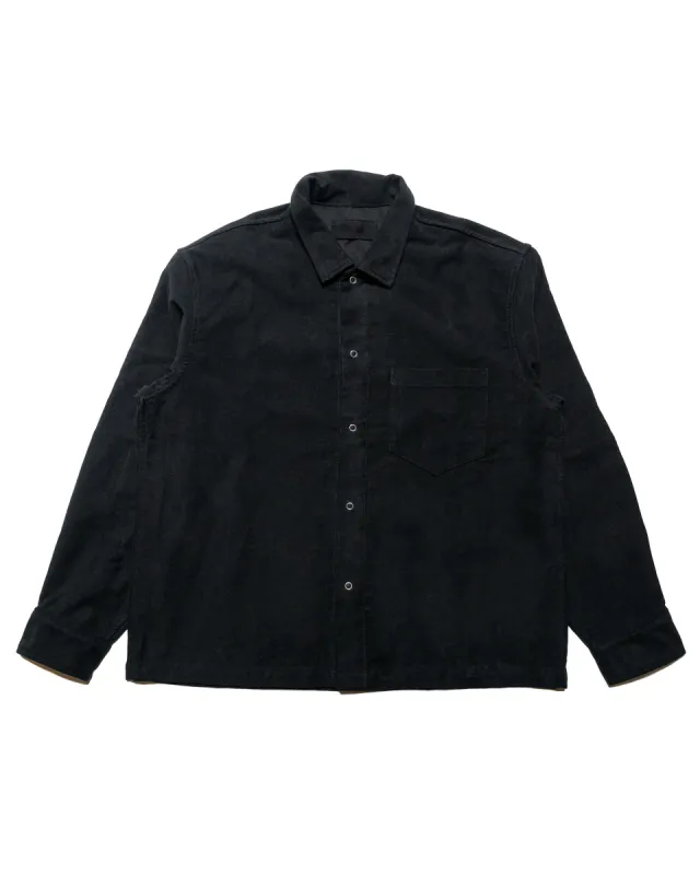 James Coward Workshop Shirt Black Moleskin sold by Lost & Found