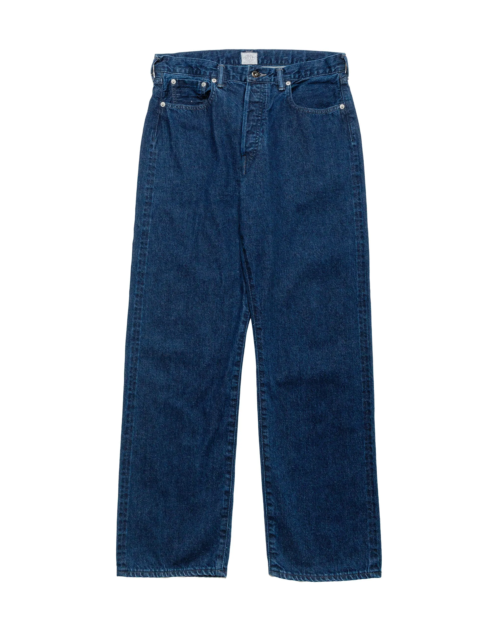 Post O'Alls No.1 Five Pocket 12oz, Selvedge Deep Washed Denim Indigo sold by Lost & Found