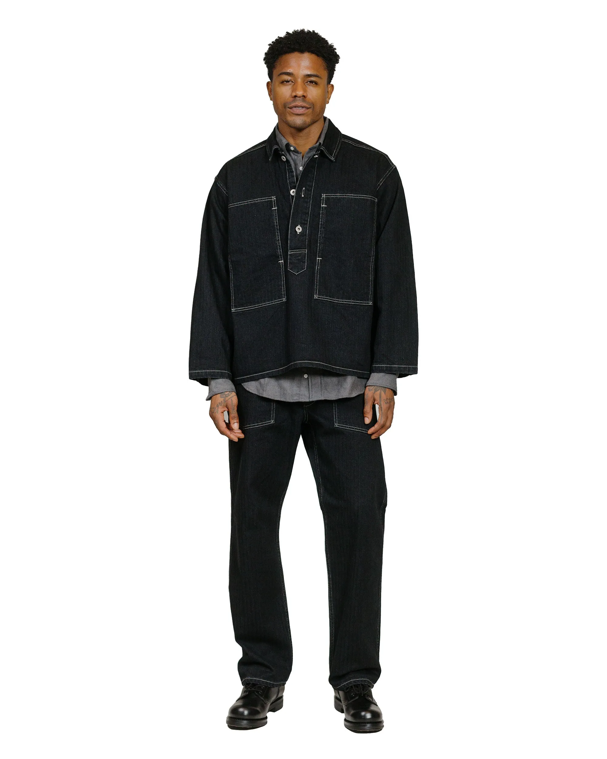 Post O'Alls ARMY Pants Herringbone Denim Black sold by Lost & Found product image thumbnail 4