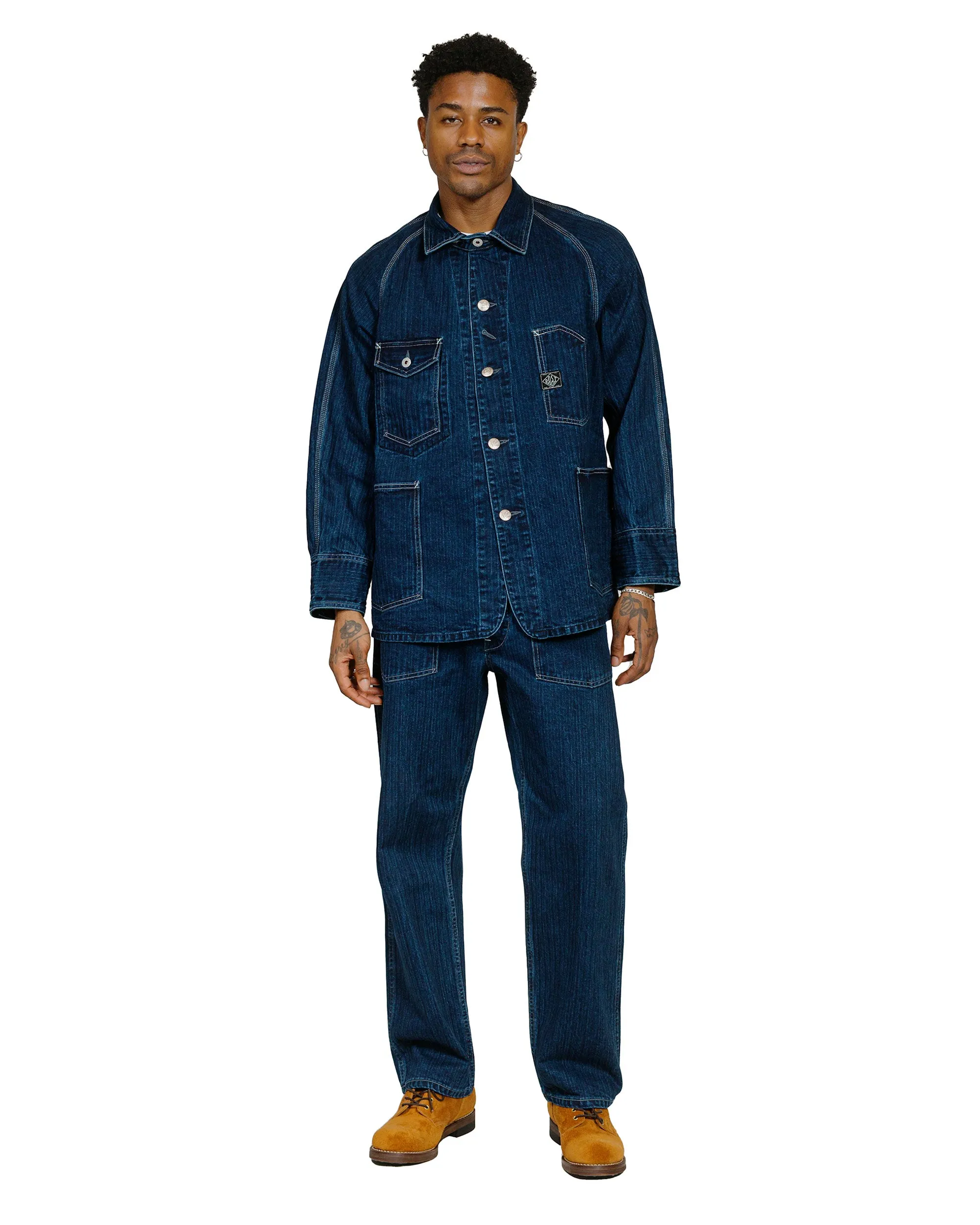Post O'Alls ARMY Pants Herringbone Denim Double Indigo sold by Lost & Found product image thumbnail 4