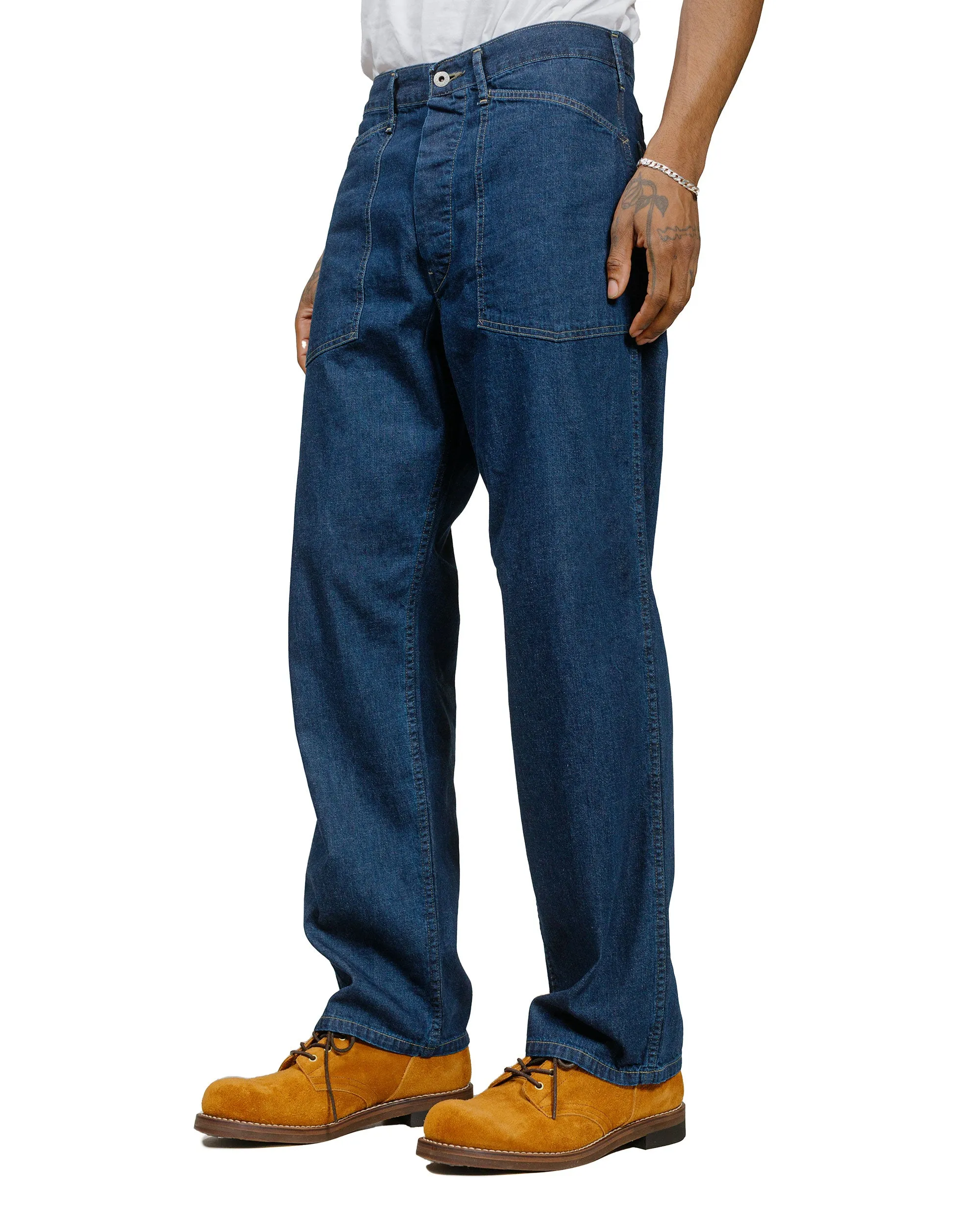 Post O'Alls ARMY Pants Blue Denim w/OD Yellow Stitch Indigo sold by Lost & Found product image thumbnail 2