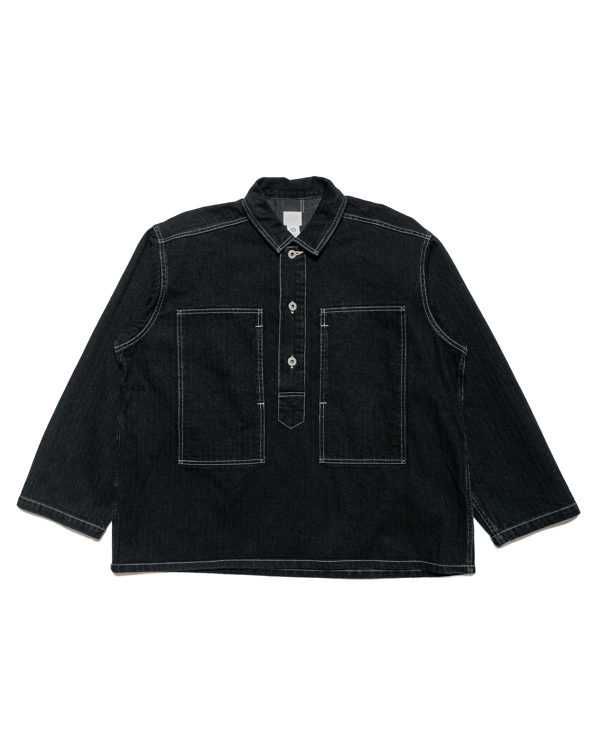 Post O'Alls ARMY Shirt Herringbone Denim Black sold by Lost & Found
