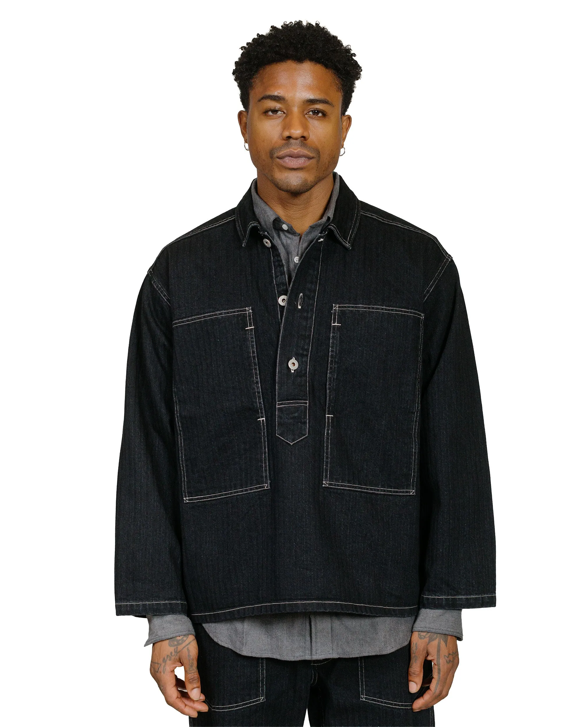 Post O'Alls ARMY Shirt Herringbone Denim Black sold by Lost & Found product image thumbnail 2