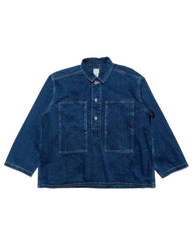 Post O'Alls Army Shirt Herringbone Denim Double Indigo sold by Lost & Found