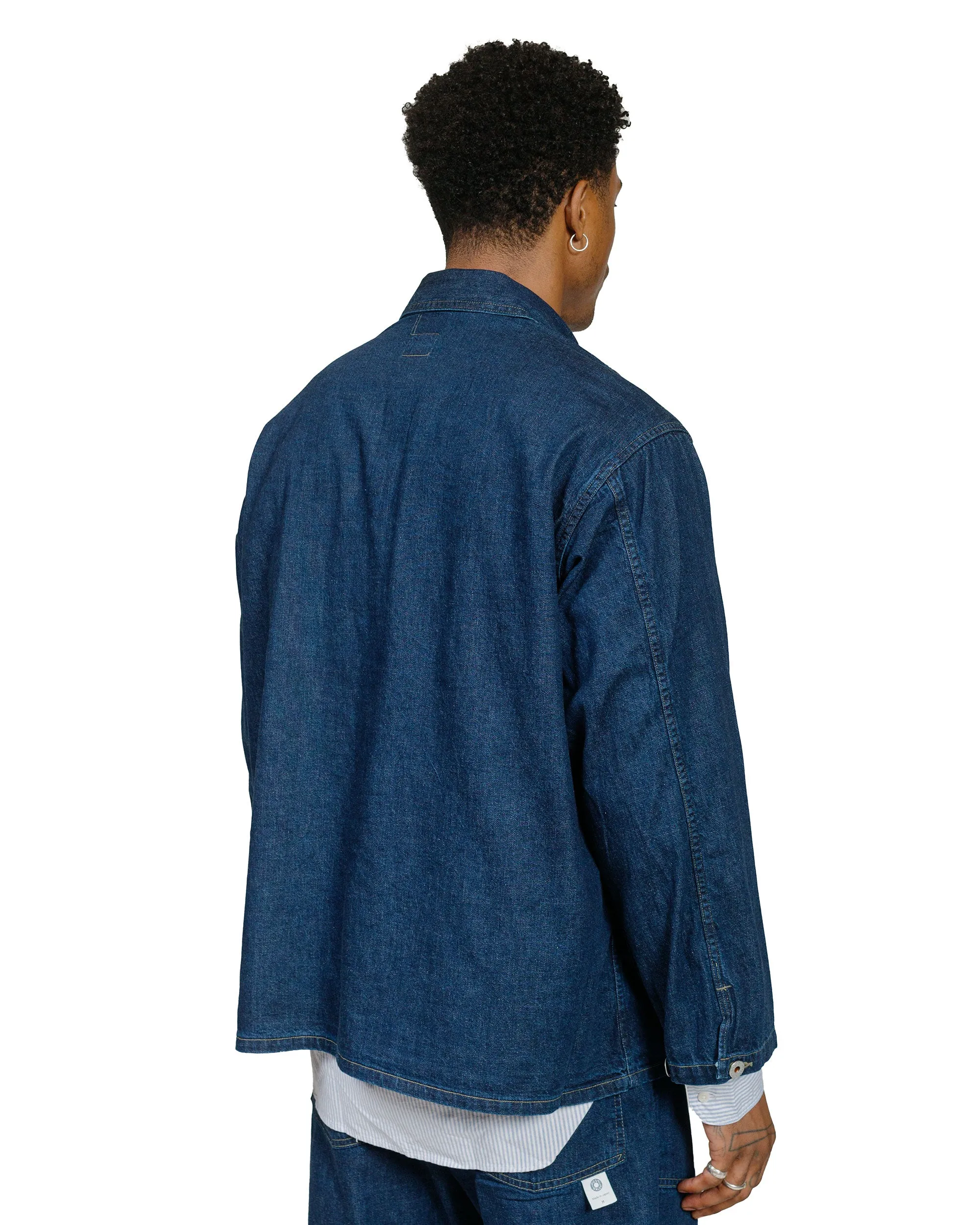 Post O'Alls ARMY Shirt Blue Denim w/OD Yellow Stitch Indigo sold by Lost & Found product image thumbnail 3