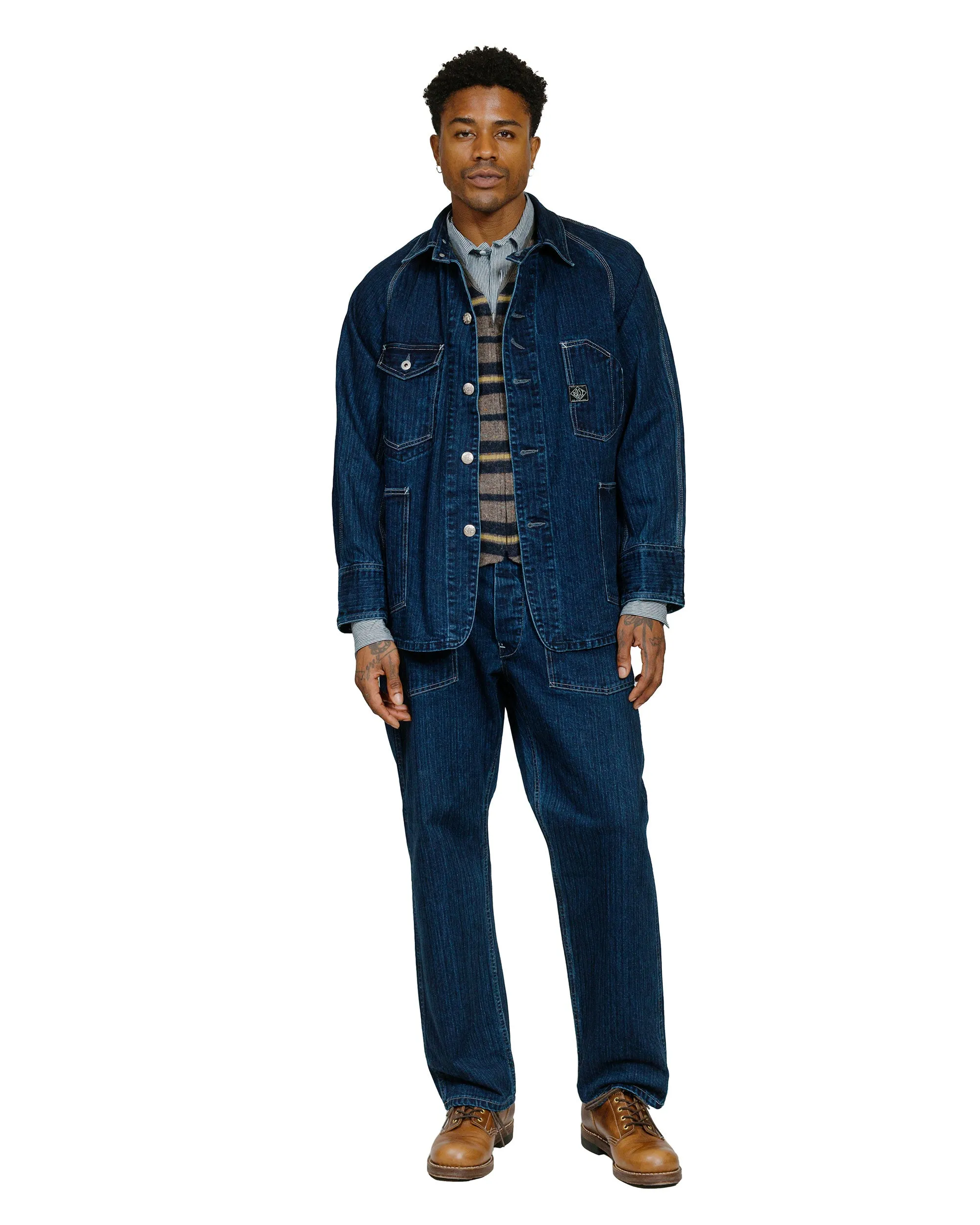 Post O'Alls Fleece Vest Trashed Wool Navy Stripe sold by Lost & Found product image thumbnail 4