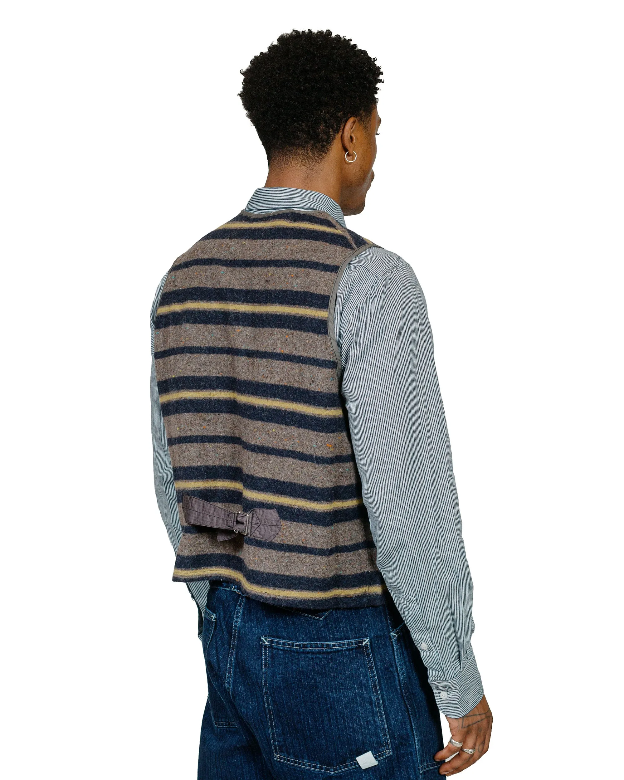 Post O'Alls Fleece Vest Trashed Wool Navy Stripe sold by Lost & Found product image thumbnail 3
