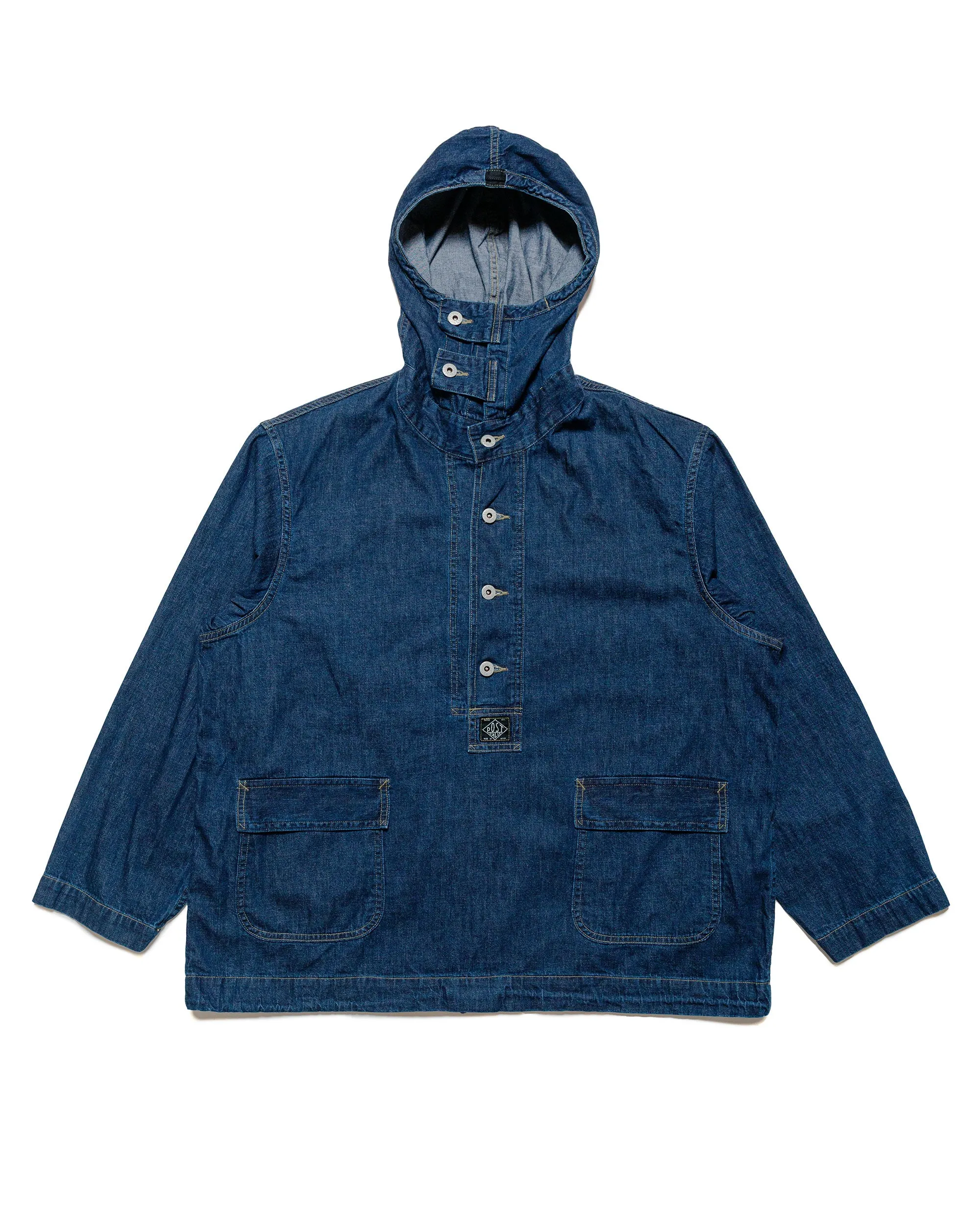 Post O'Alls NAVY Parka Blue Denim w/OD Yellow Stitch Indigo sold by Lost & Found