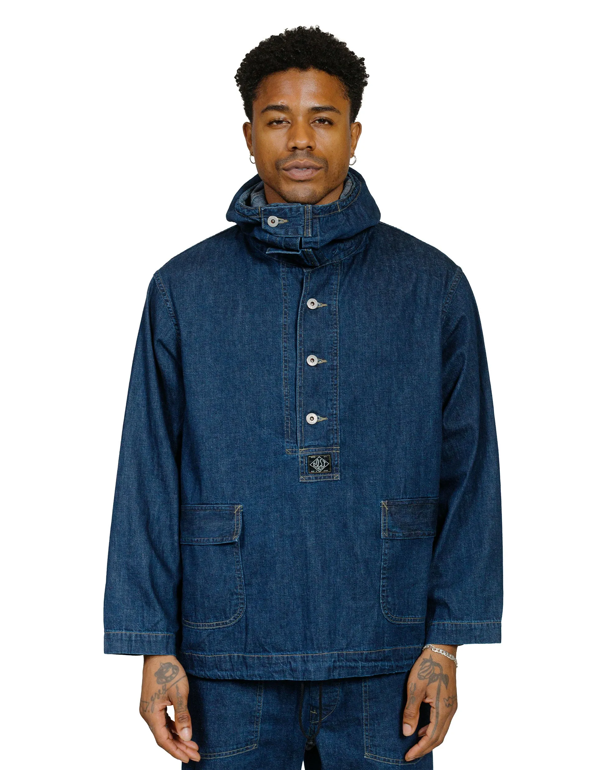 Post O'Alls NAVY Parka Blue Denim w/OD Yellow Stitch Indigo sold by Lost & Found product image thumbnail 2