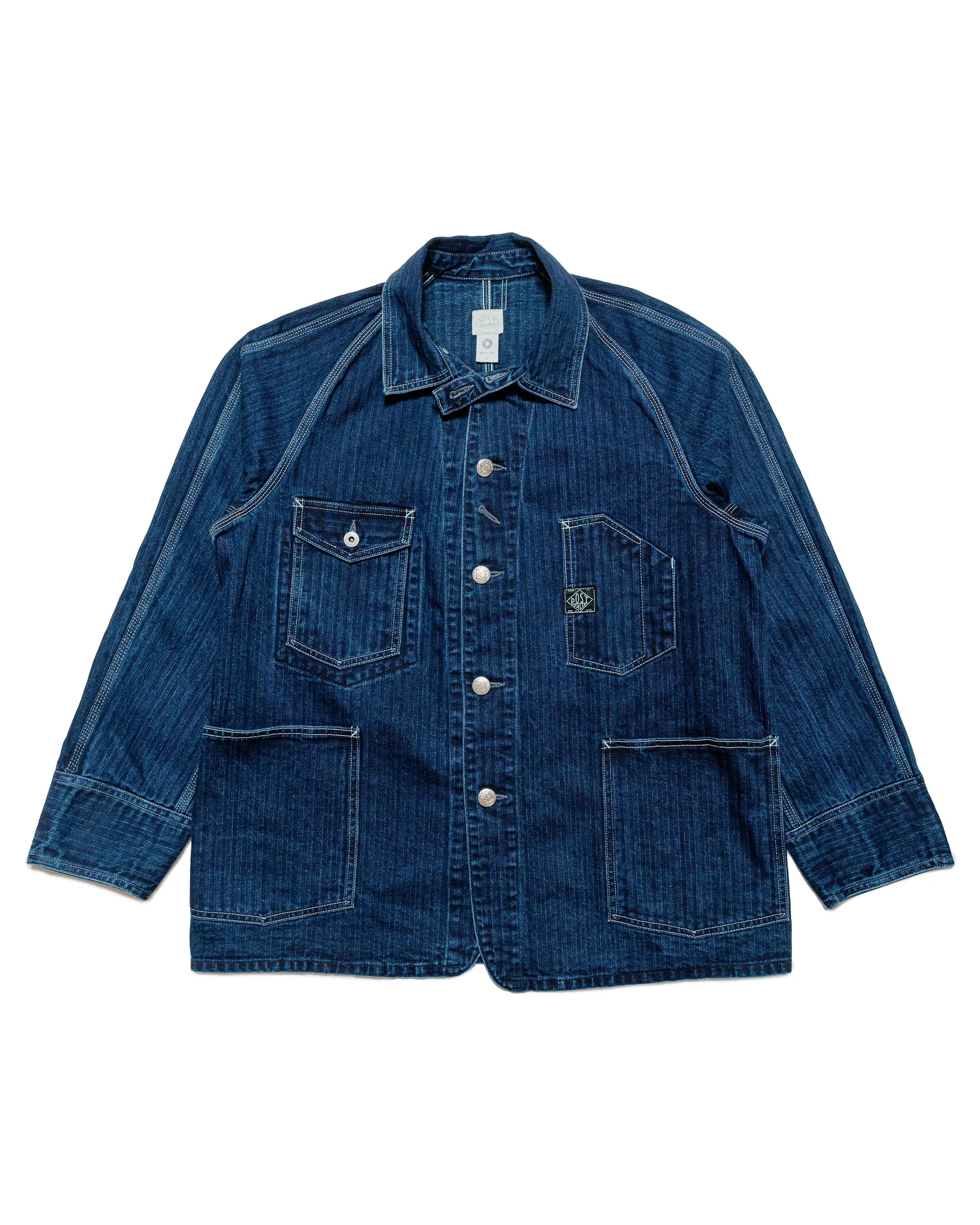 Post O'Alls Engineers' Jacket Herringbone Denim Double Indigo sold by Lost & Found