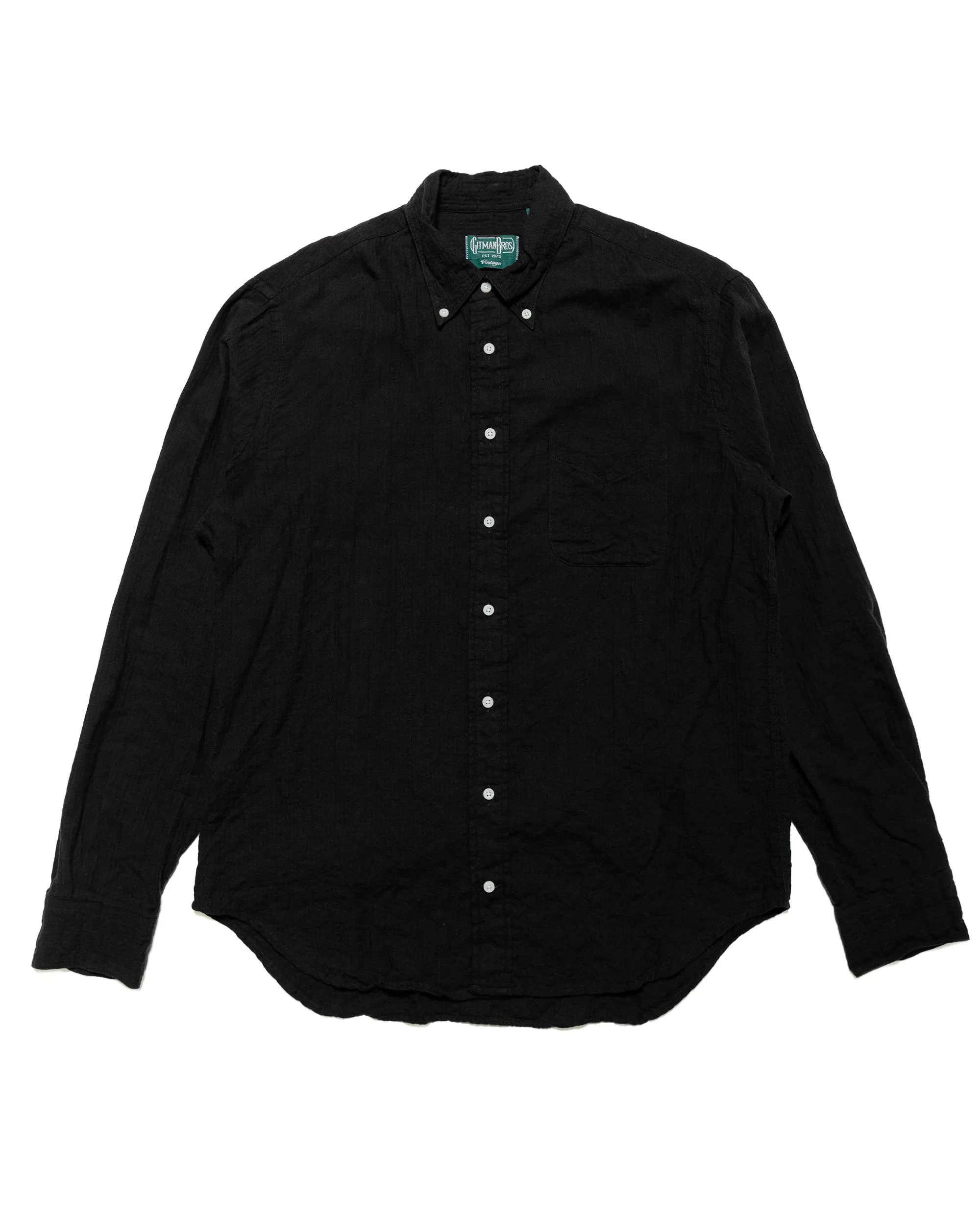 Gitman Vintage Bros. Black Brushed Winter Seersucker Shirt sold by Lost & Found