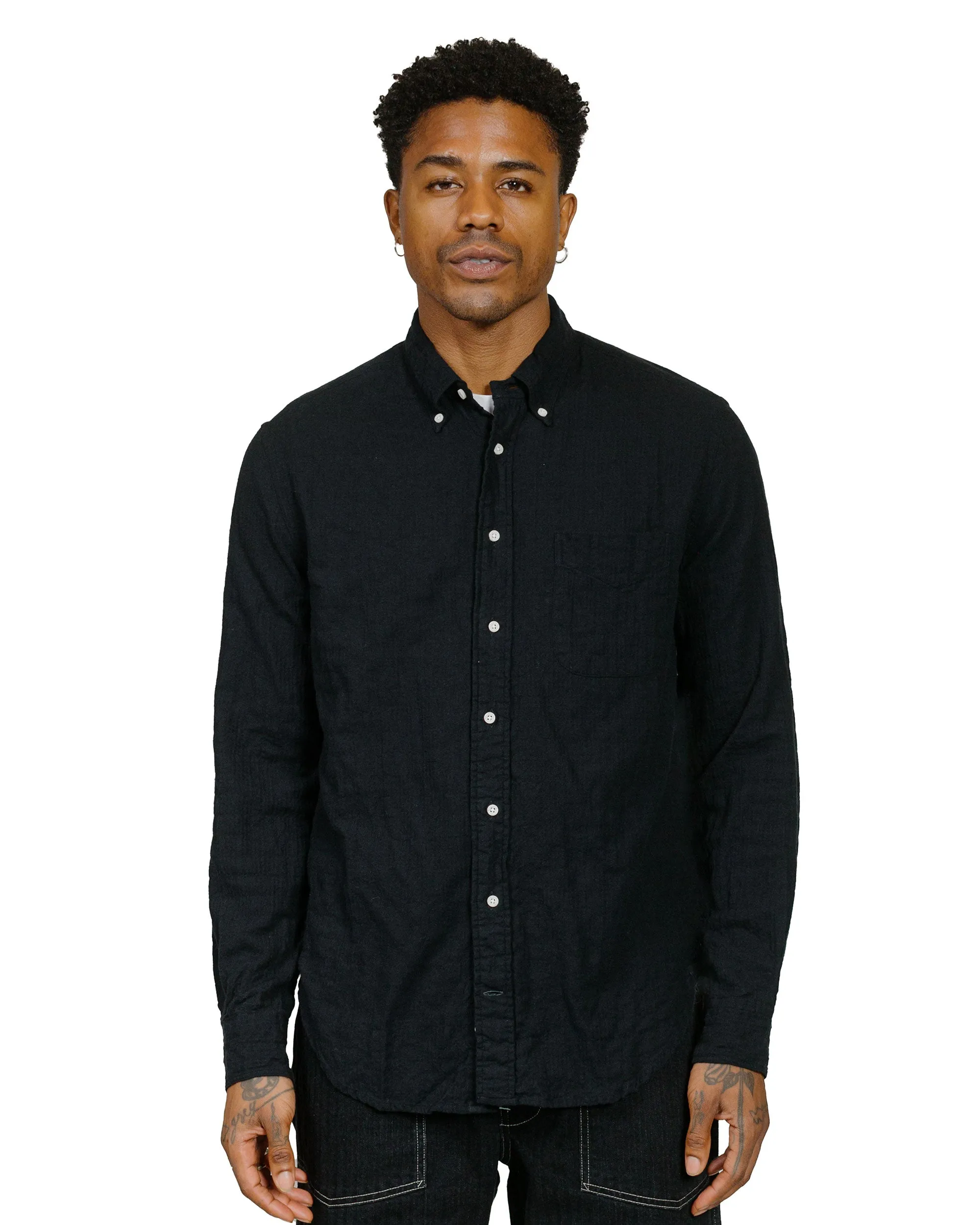 Gitman Vintage Bros. Black Brushed Winter Seersucker Shirt sold by Lost & Found product image thumbnail 2