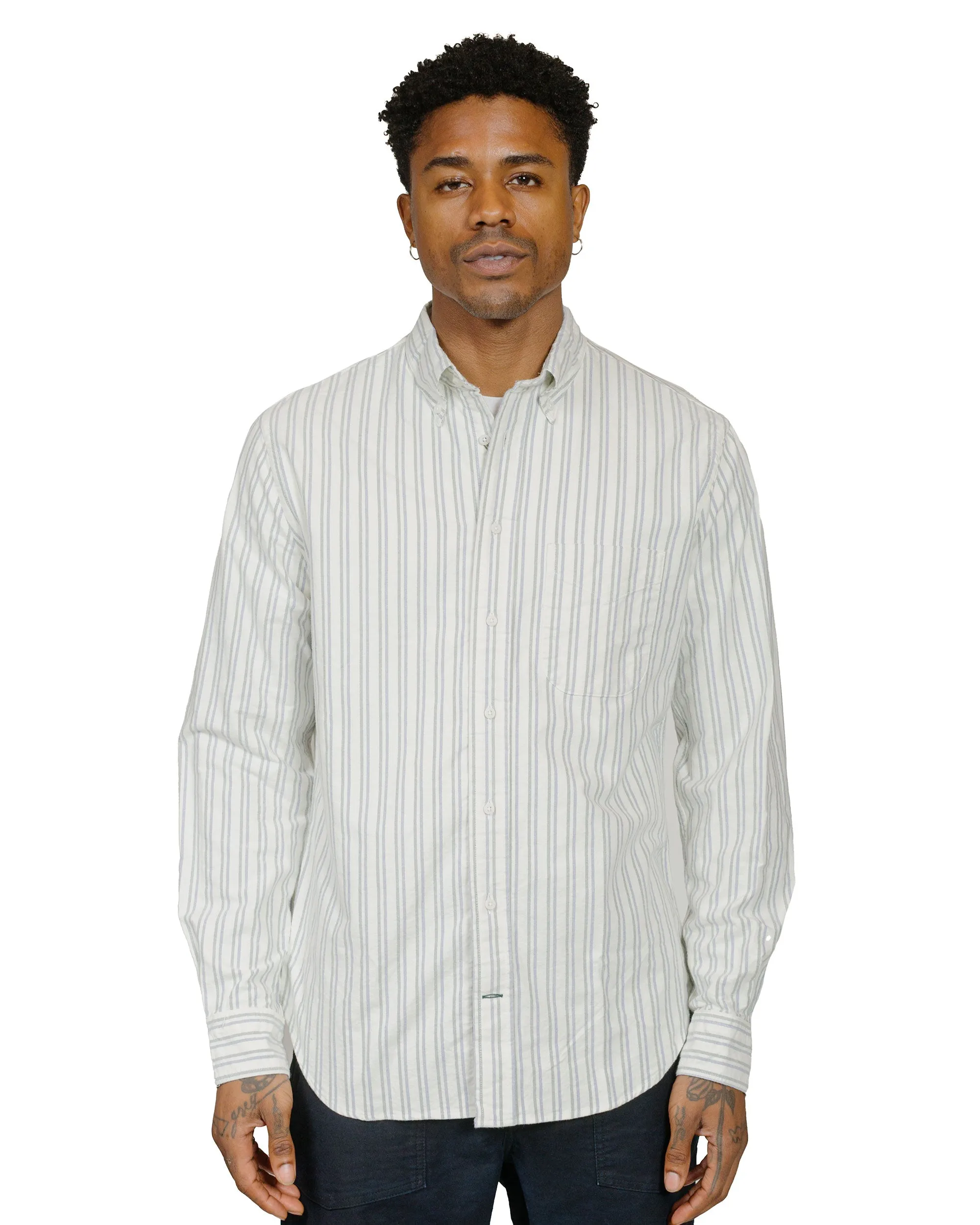 Gitman Vintage Bros. Blue Brushed Split Stripe Oxford sold by Lost & Found product image thumbnail 2