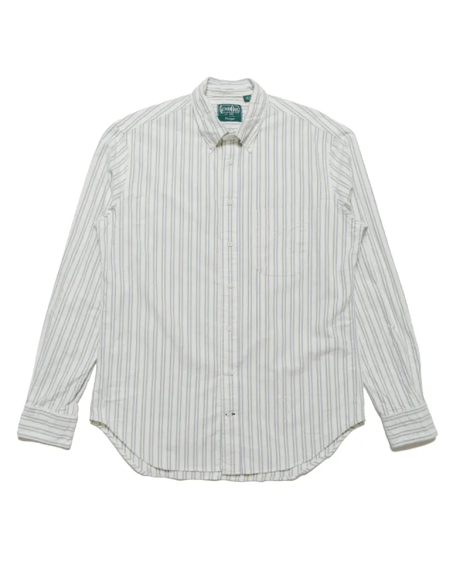Gitman Vintage Bros. Navy Brushed Split Stripe Oxford sold by Lost & Found