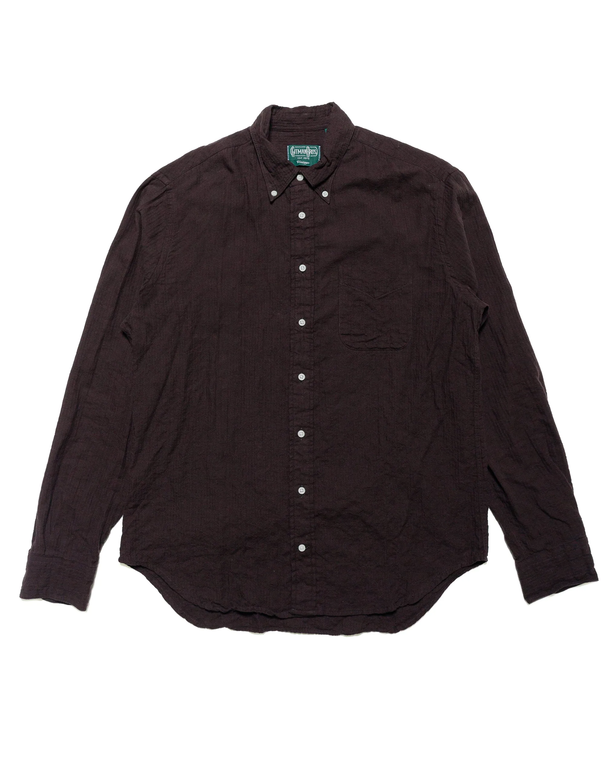 Gitman Vintage Bros. Brown Brushed Winter Seersucker Shirt sold by Lost & Found