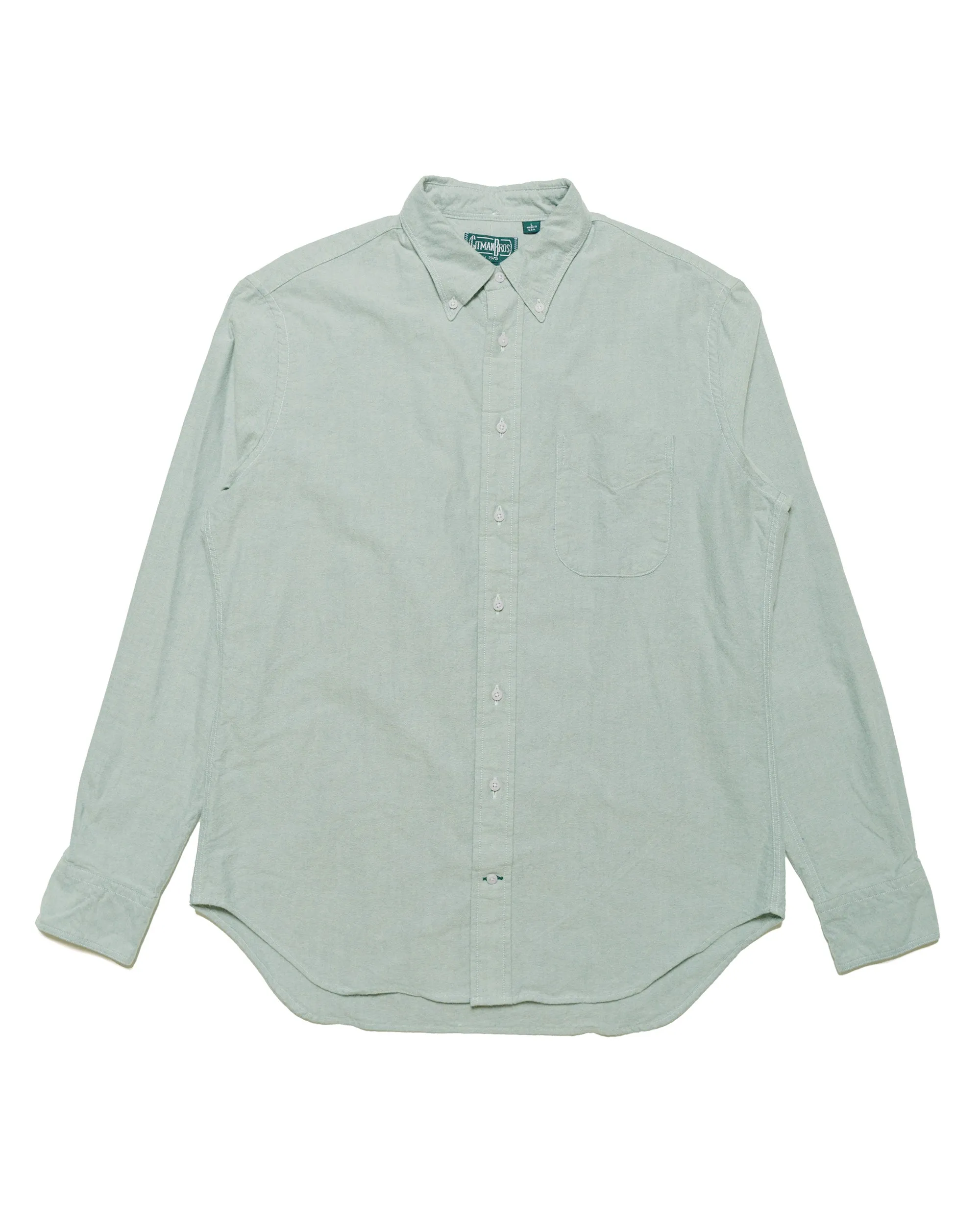 Gitman Vintage Bros. Green Brushed Fall Oxford sold by Lost & Found