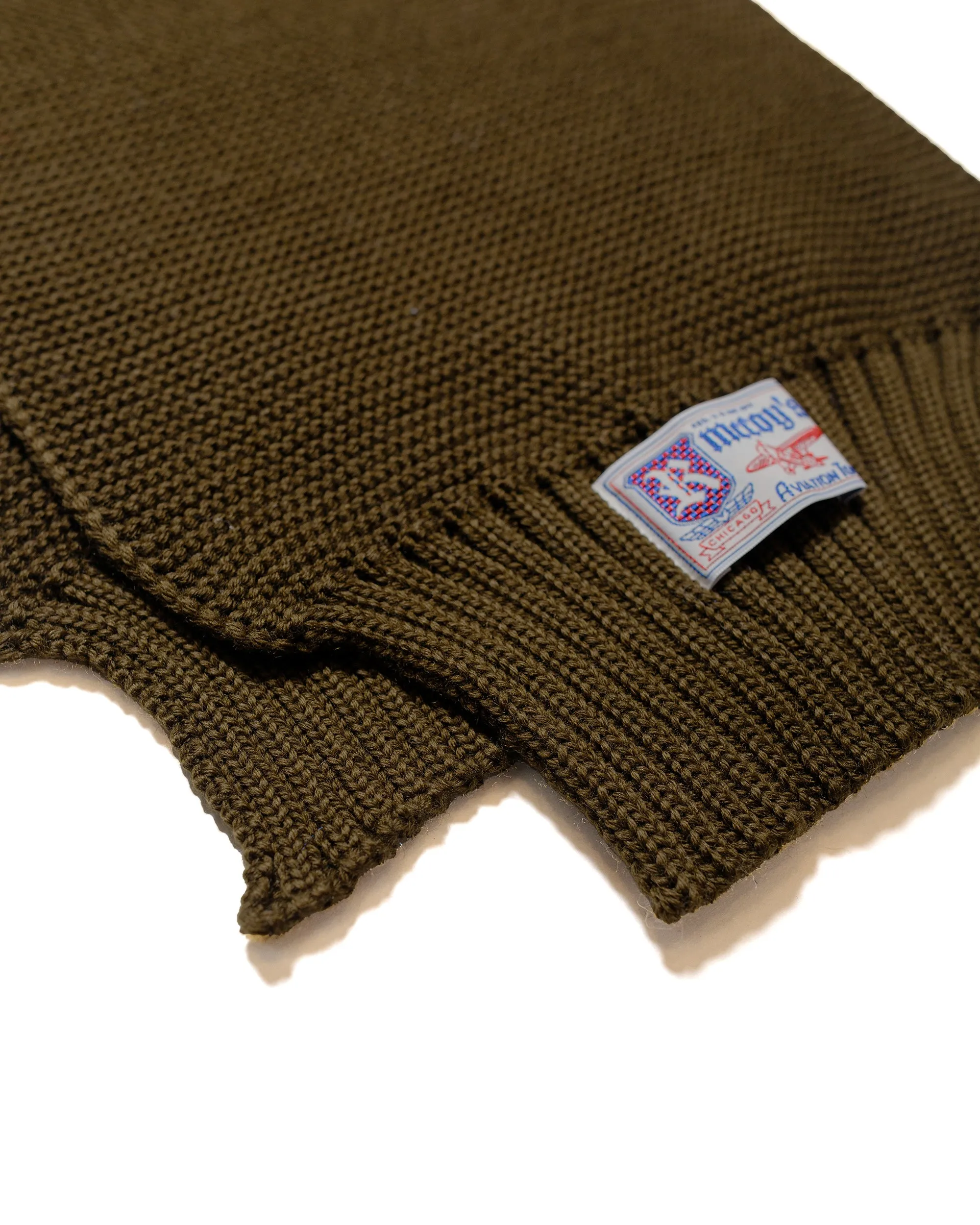 The Real McCoy's MA24103 Scarf, Wool-Knit Olive sold by Lost & Found product image thumbnail 2