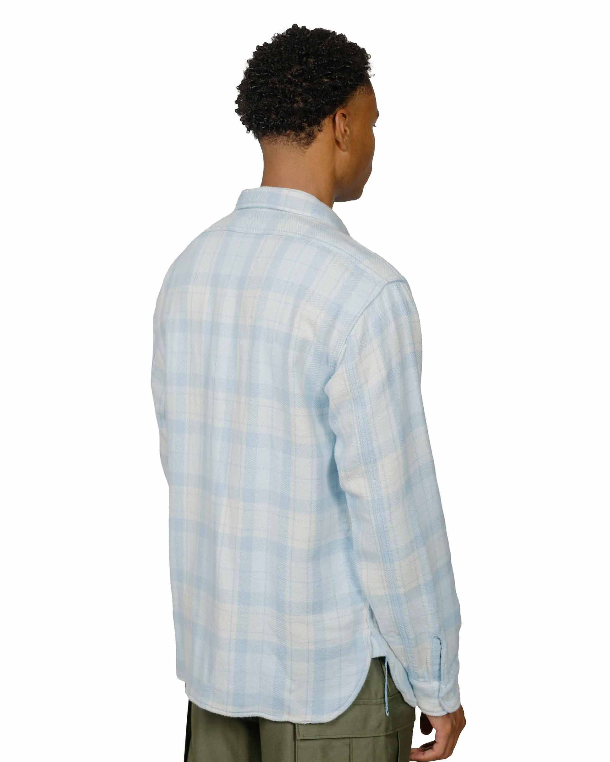 The Real McCoy's MS24007 8HU Block Check Summer Flannel Shirt Light Blue sold by Lost & Found product image thumbnail 3