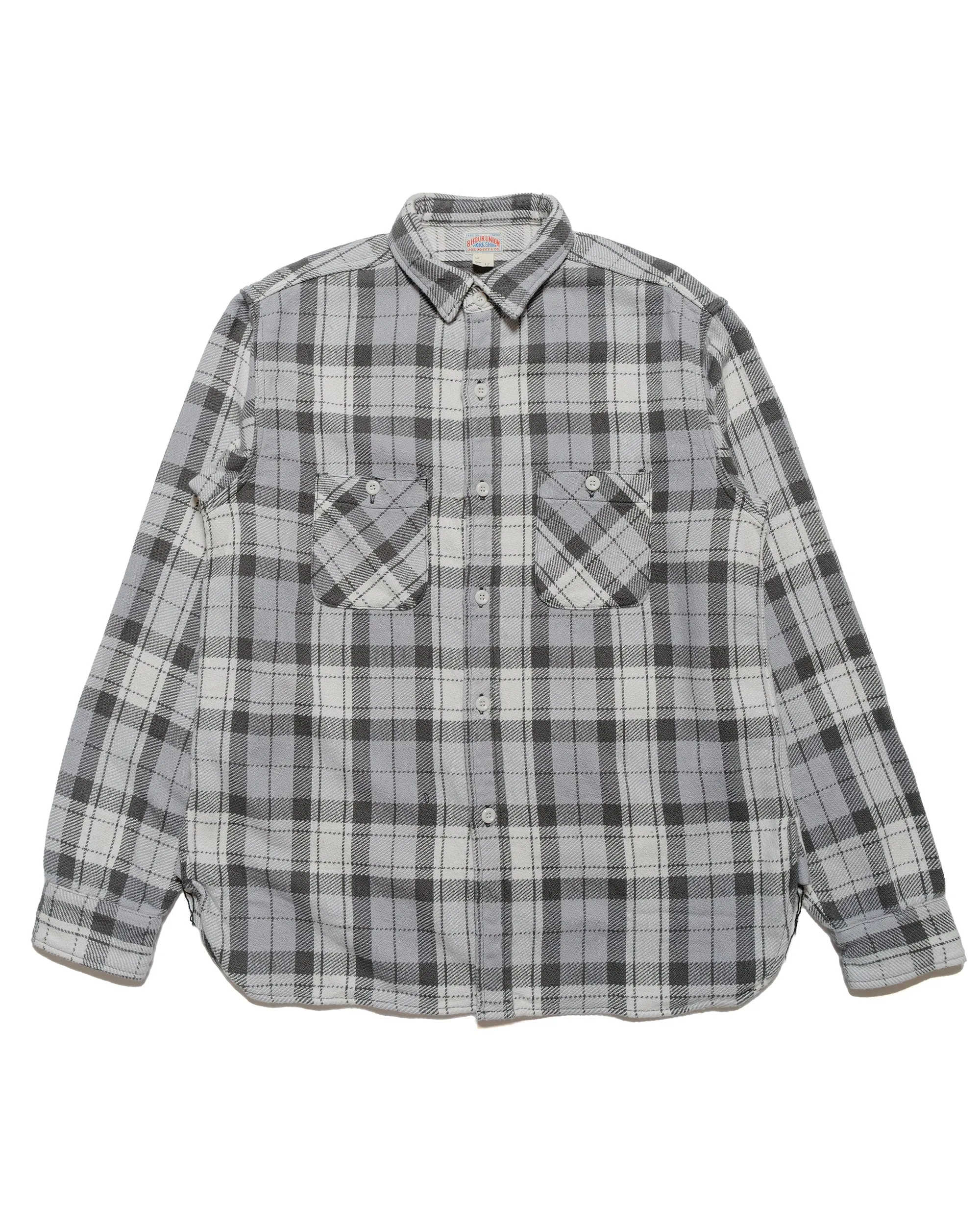 The Real McCoy's MS24007 8HU Block Check Summer Flannel Shirt Snow Gray sold by Lost & Found