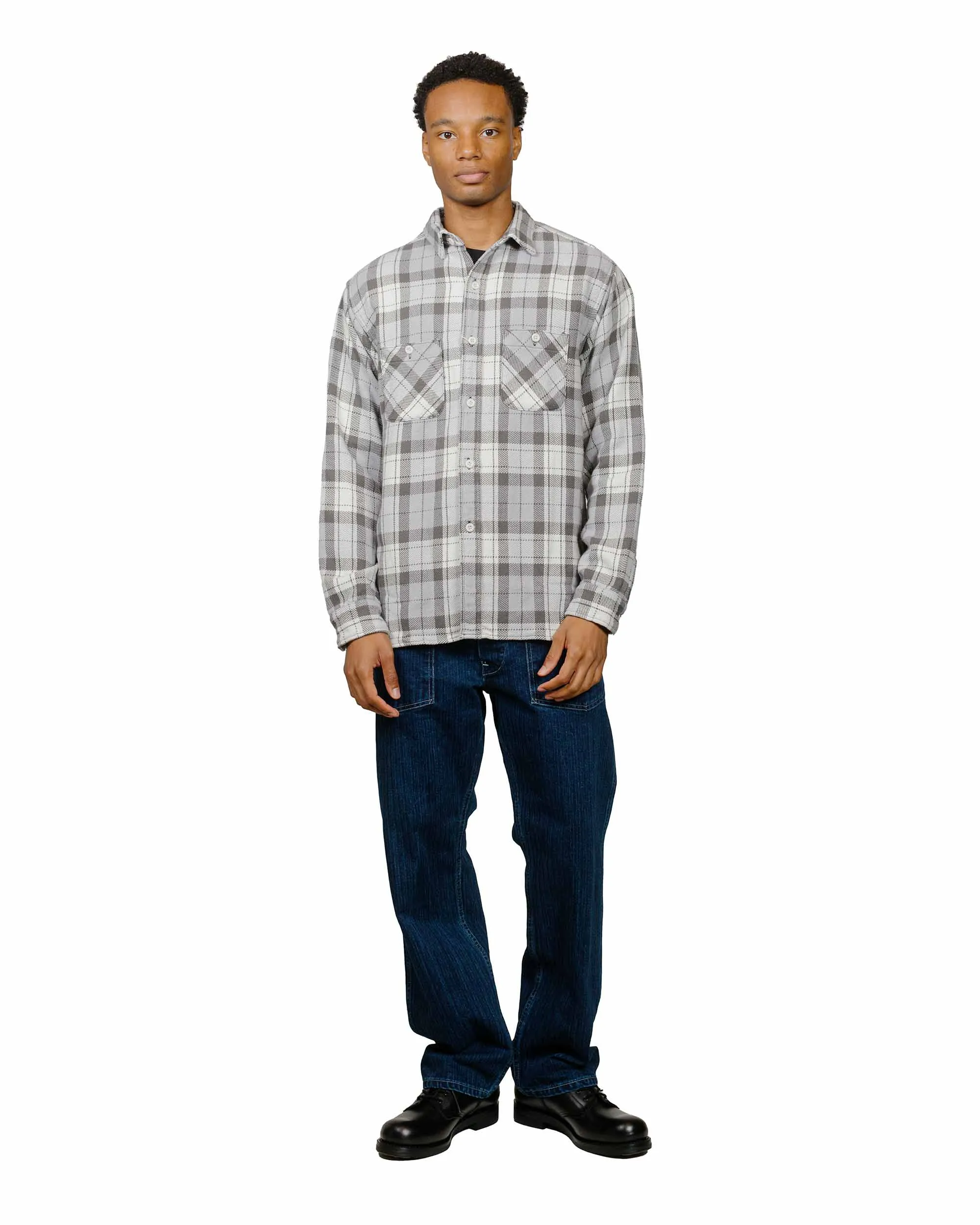 The Real McCoy's MS24007 8HU Block Check Summer Flannel Shirt Snow Gray sold by Lost & Found product image thumbnail 4