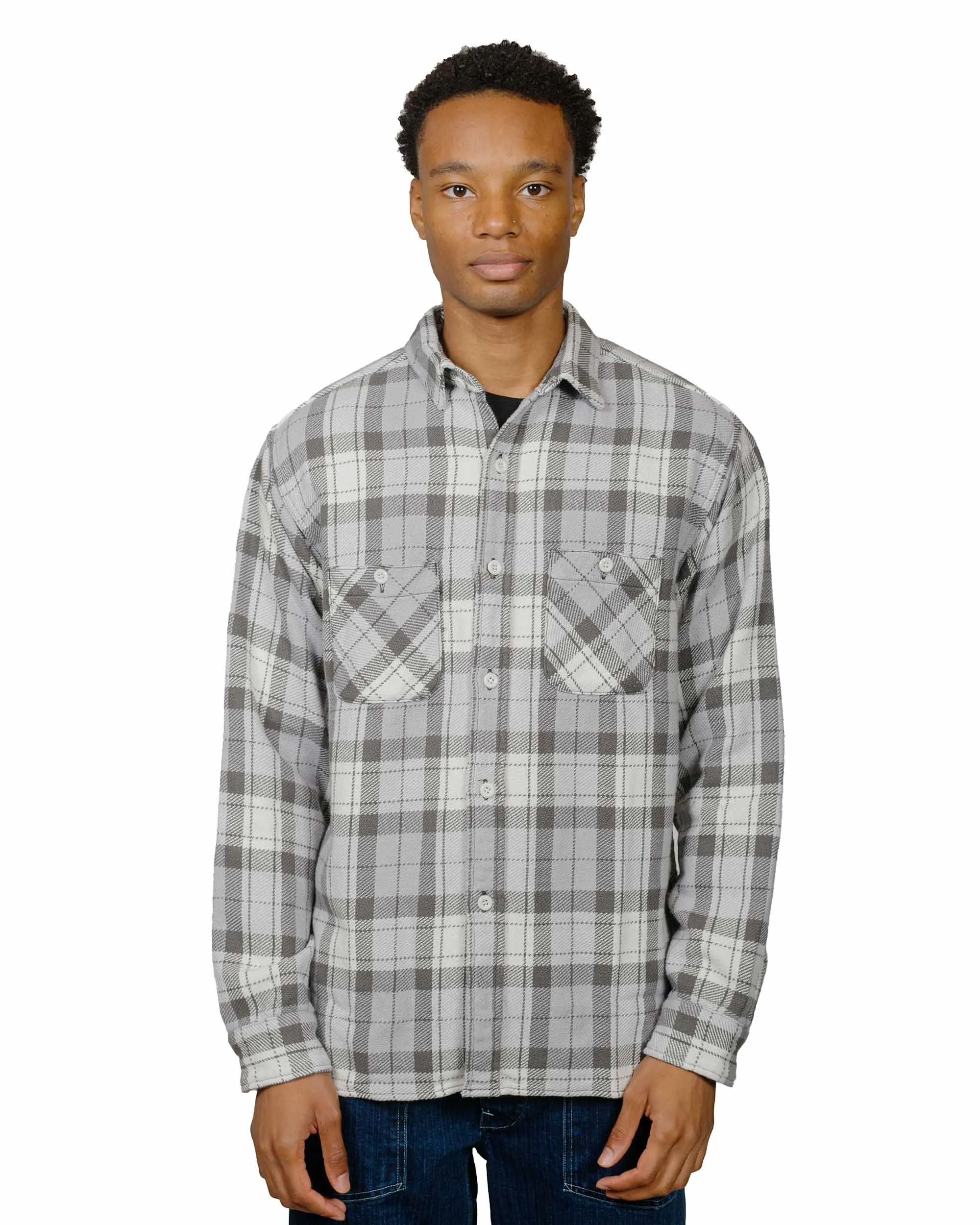 The Real McCoy's MS24007 8HU Block Check Summer Flannel Shirt Snow Gray sold by Lost & Found product image thumbnail 2