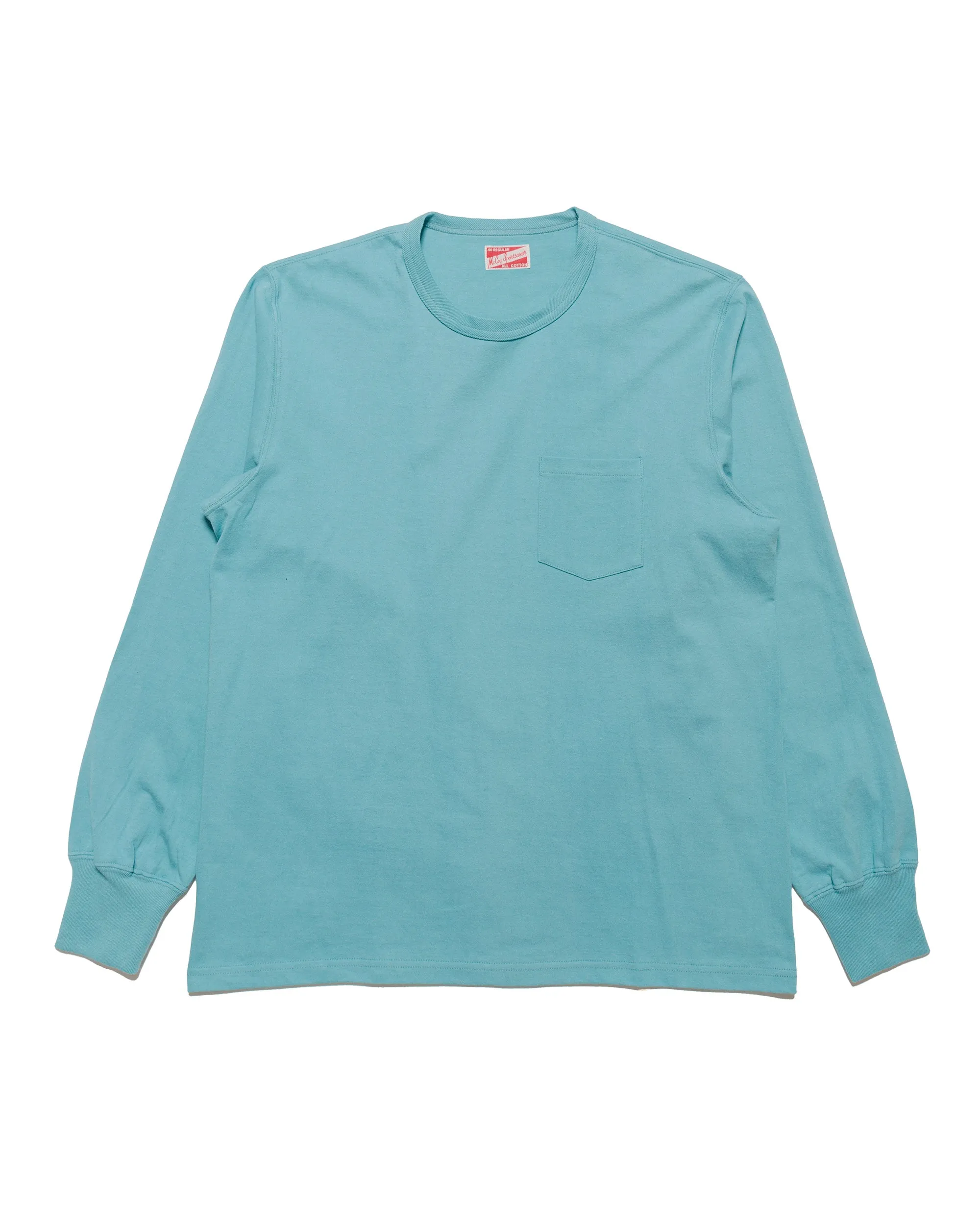 The Real McCoy's MC24019 Pocket Tee L/S Teal sold by Lost & Found