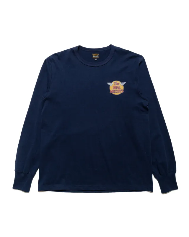 The Real McCoy's MC24003 The Real McCoy's Logo Tee L/S Navy sold by Lost & Found