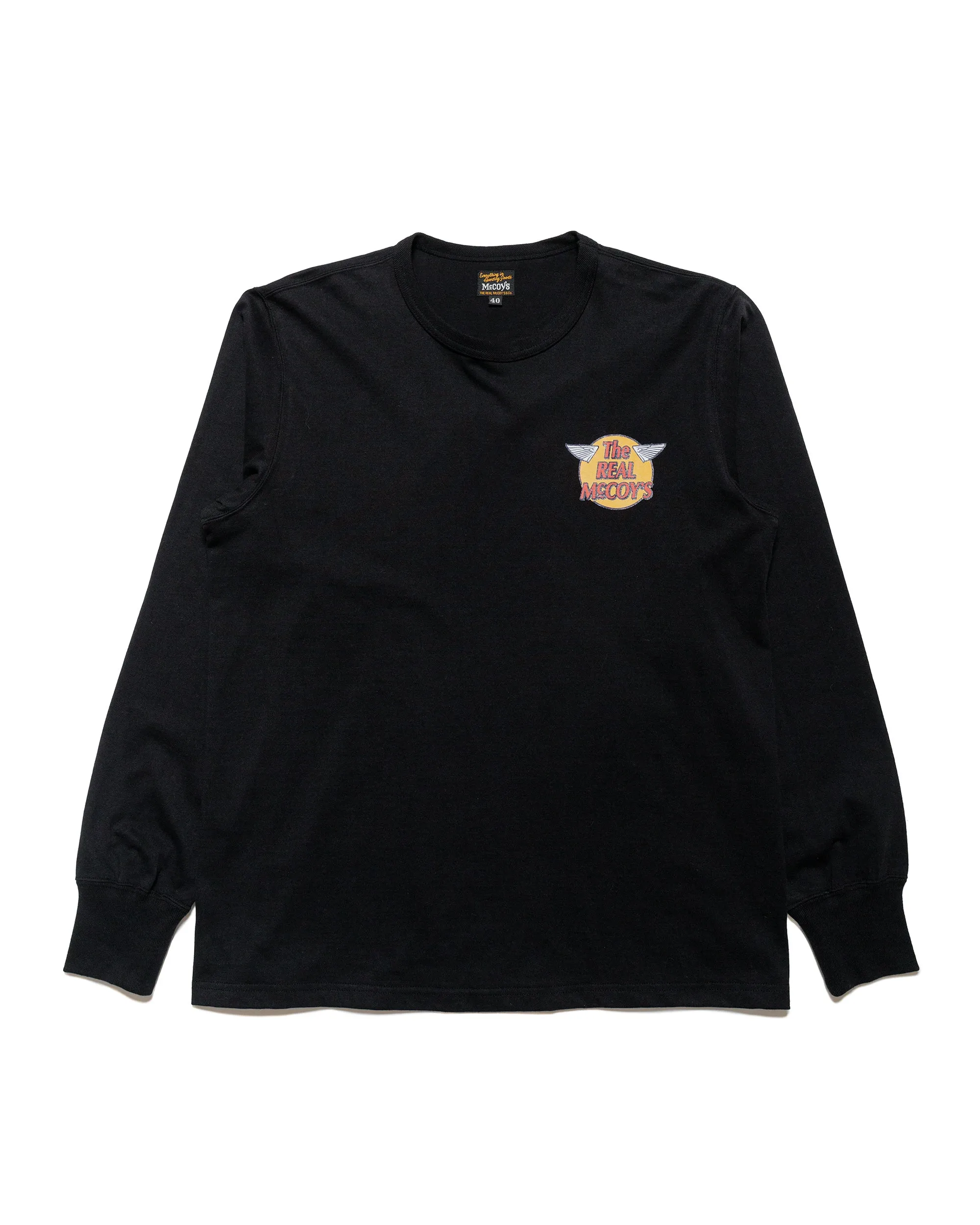 The Real McCoy's MC24003 The Real McCoy's Logo Tee L/S Black sold by Lost & Found