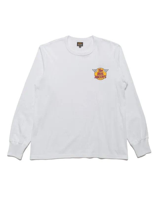 The Real McCoy's MC24003 The Real McCoy's Logo Tee L/S White sold by Lost & Found