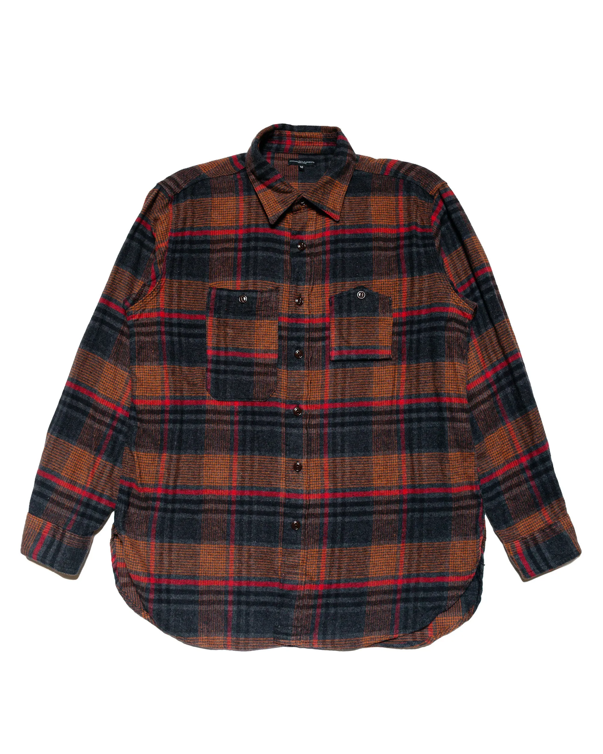 Engineered Garments Work Shirt Orange/Red Cotton Plaid Flannel sold by Lost & Found