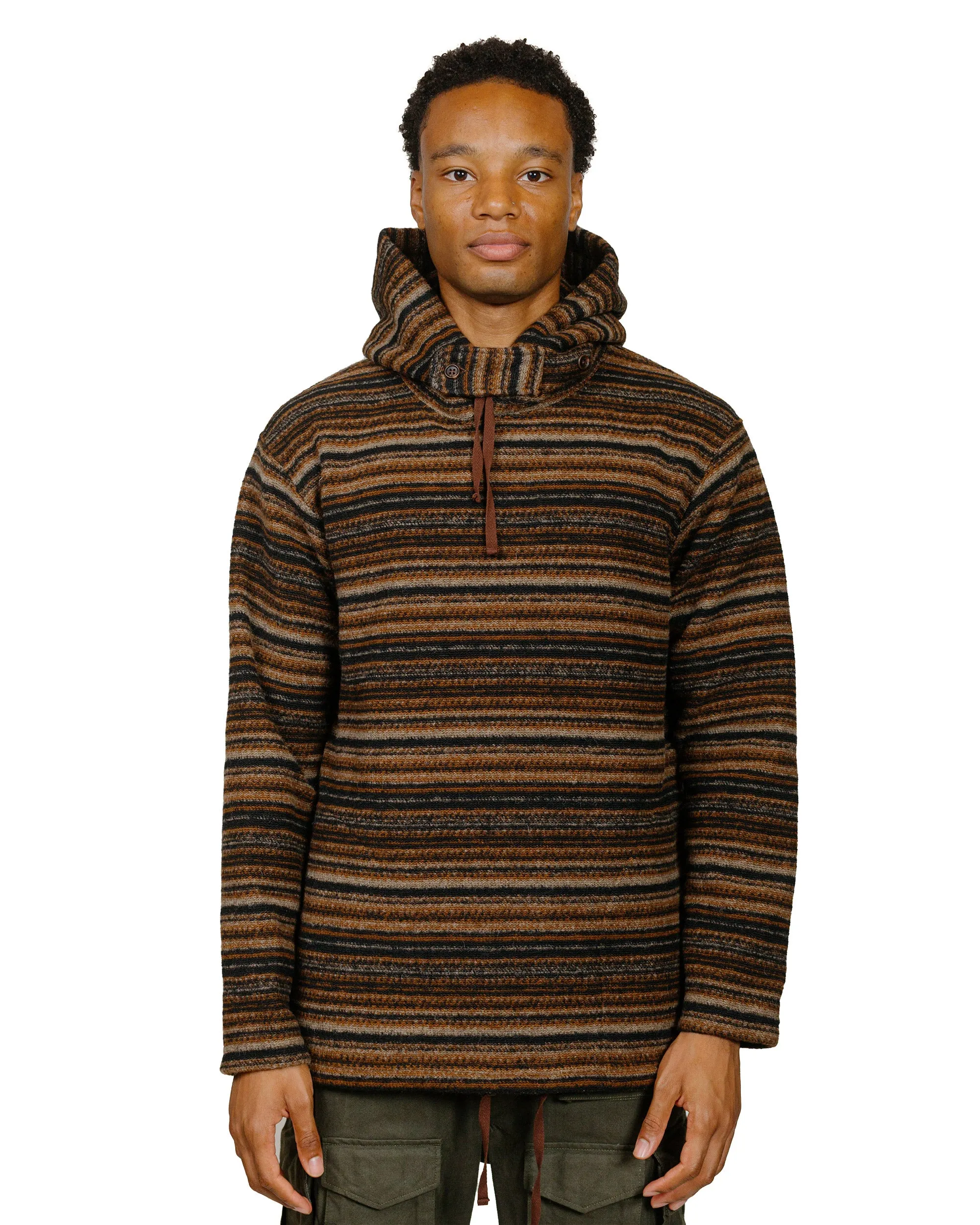 Engineered Garments Long Sleeve Hoody Brown Fair Isle Stripe Knit Sweater sold by Lost & Found product image thumbnail 2