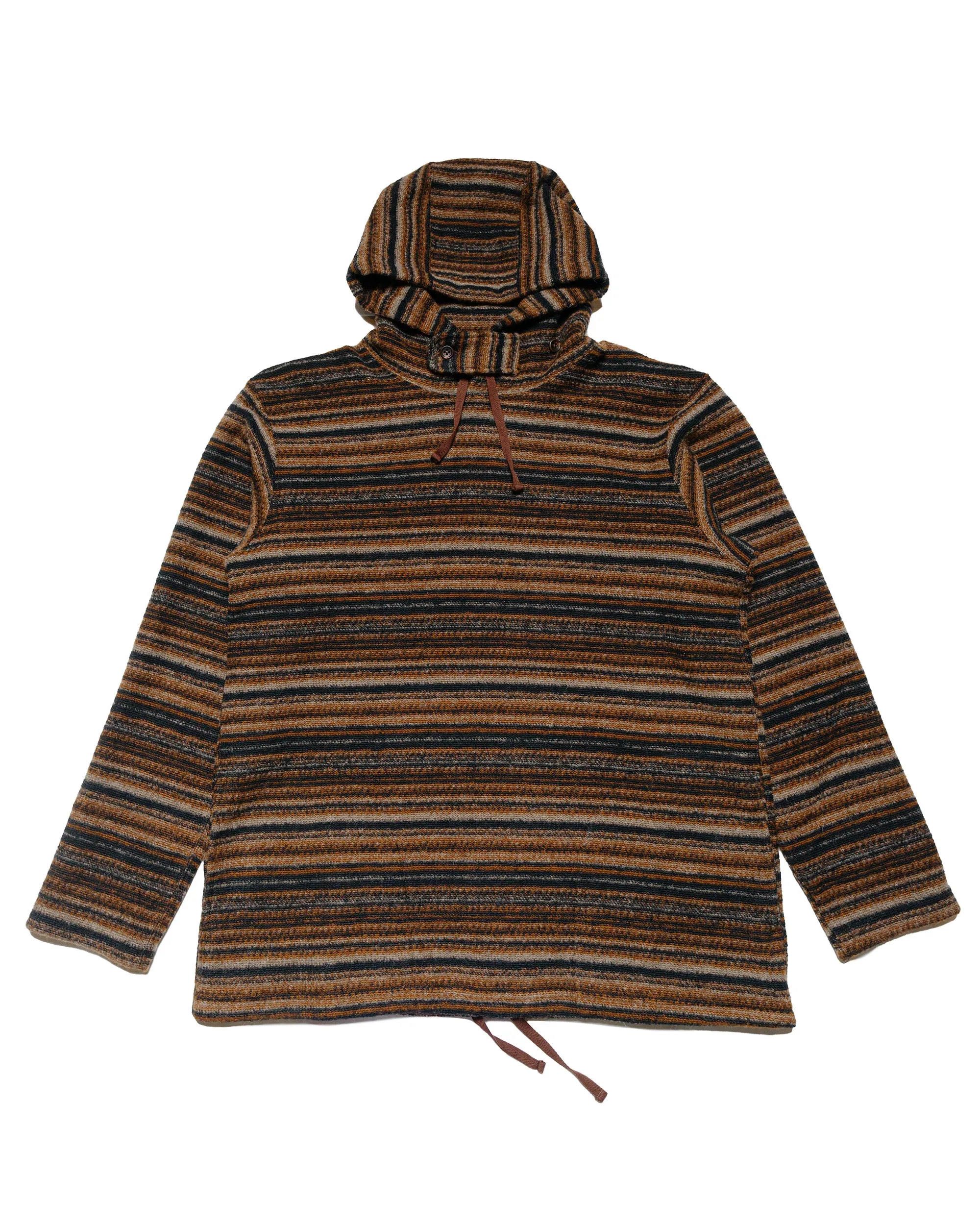 Engineered Garments Long Sleeve Hoody Brown Fair Isle Stripe Knit Sweater sold by Lost & Found