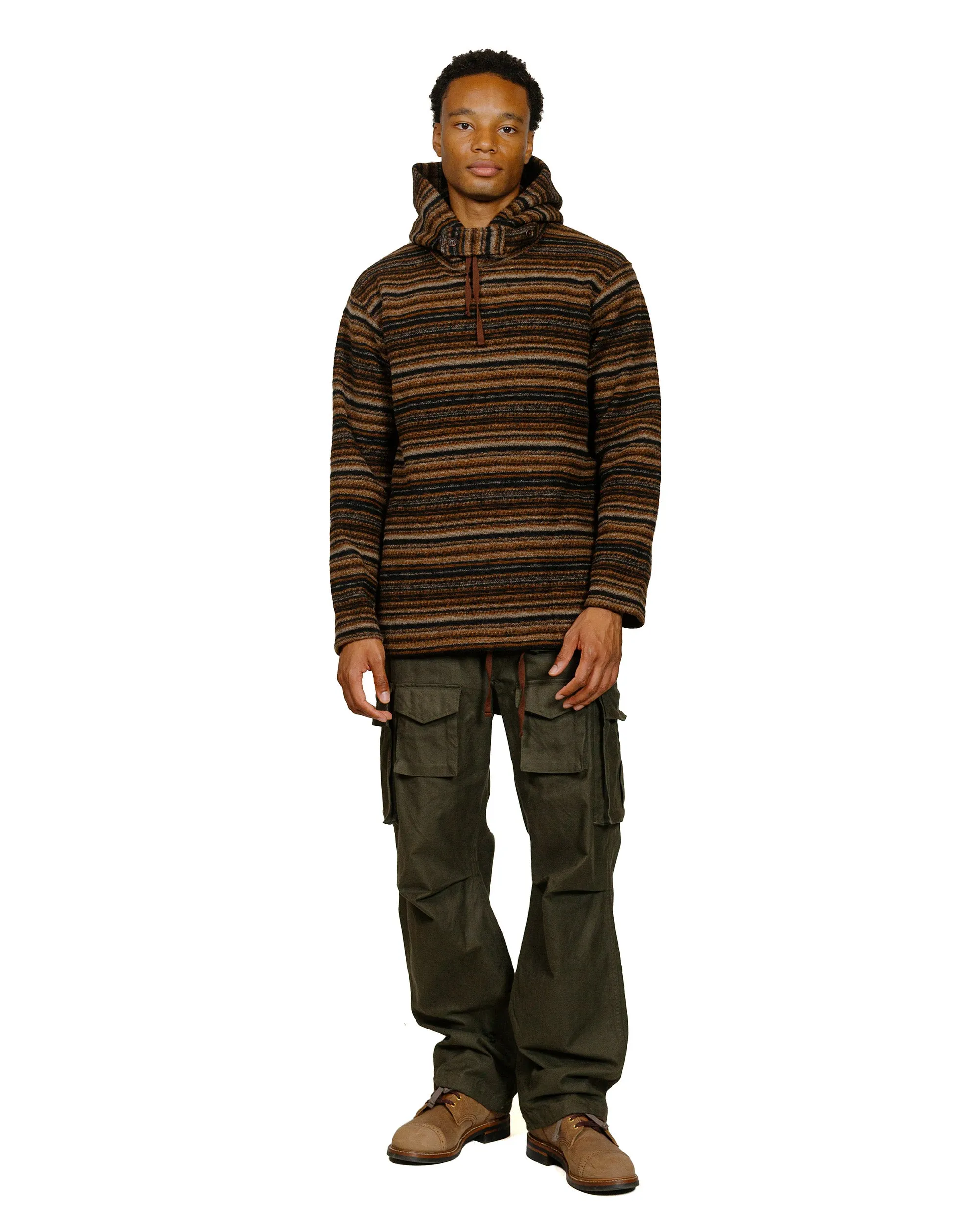 Engineered Garments Long Sleeve Hoody Brown Fair Isle Stripe Knit Sweater sold by Lost & Found product image thumbnail 4