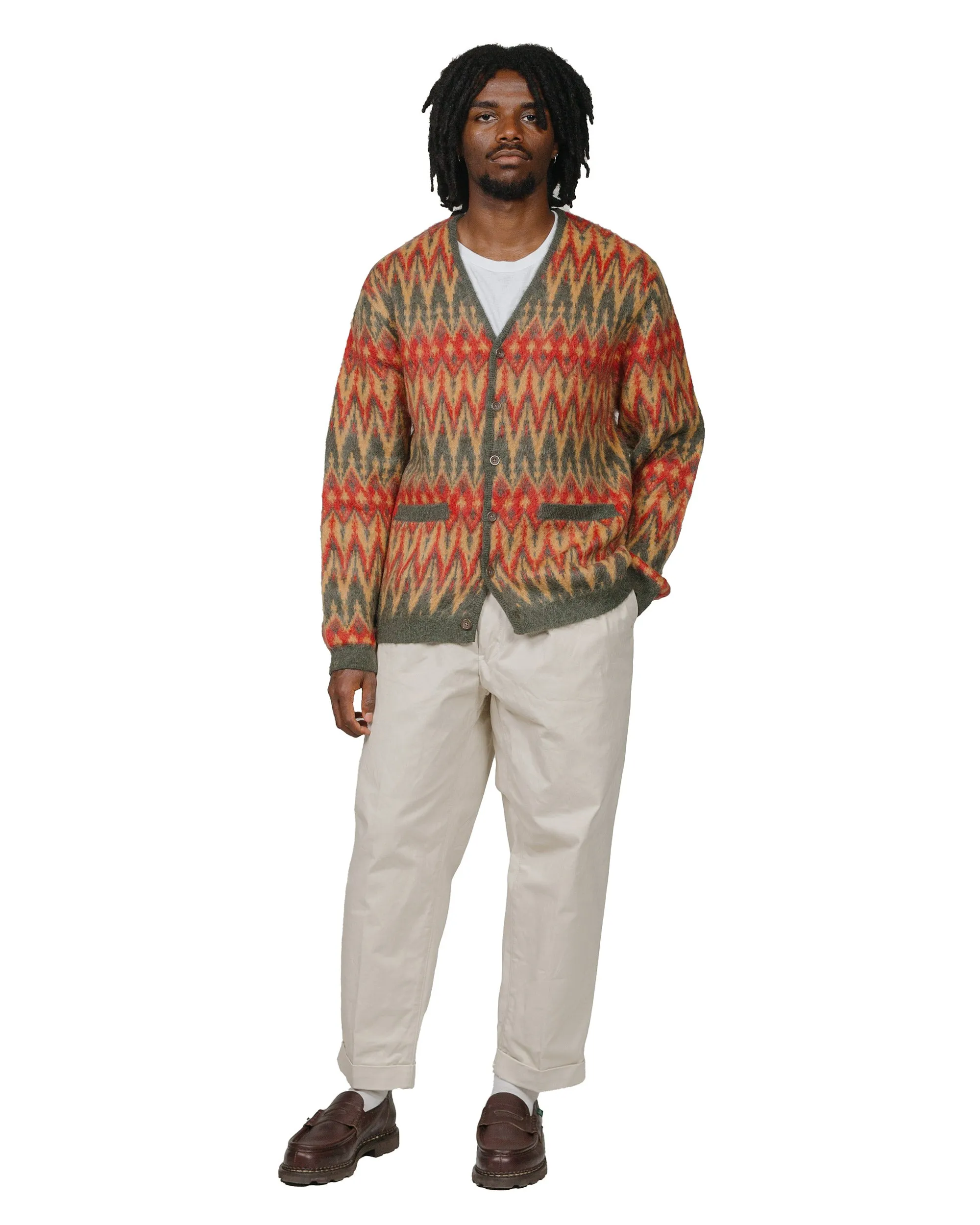 Beams Plus Cardigan Double Jacquard Chevron Pattern Green sold by Lost & Found product image thumbnail 4