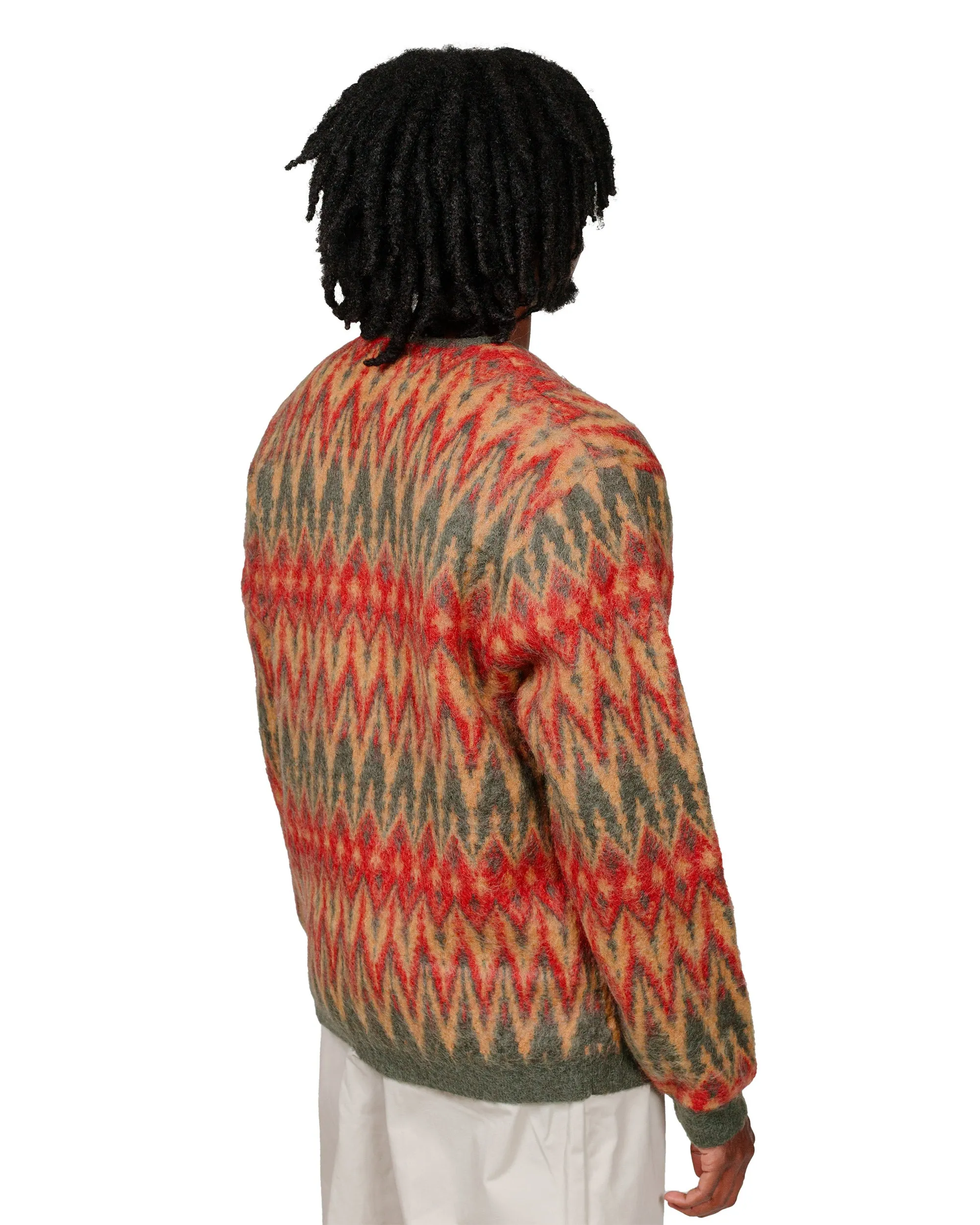 Beams Plus Cardigan Double Jacquard Chevron Pattern Green sold by Lost & Found product image thumbnail 3