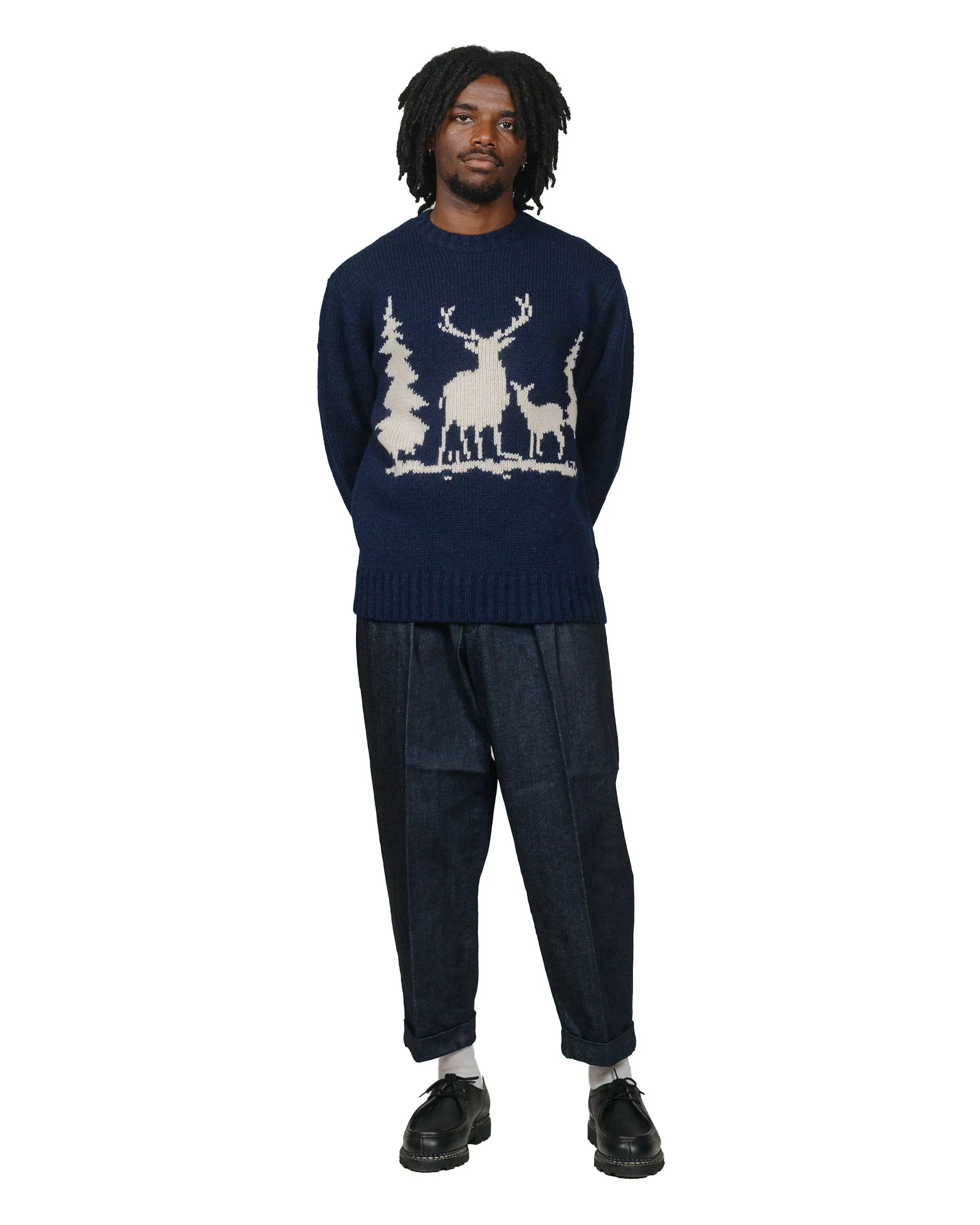 Beams Plus Crew Intarsia 3G Navy sold by Lost & Found product image thumbnail 4