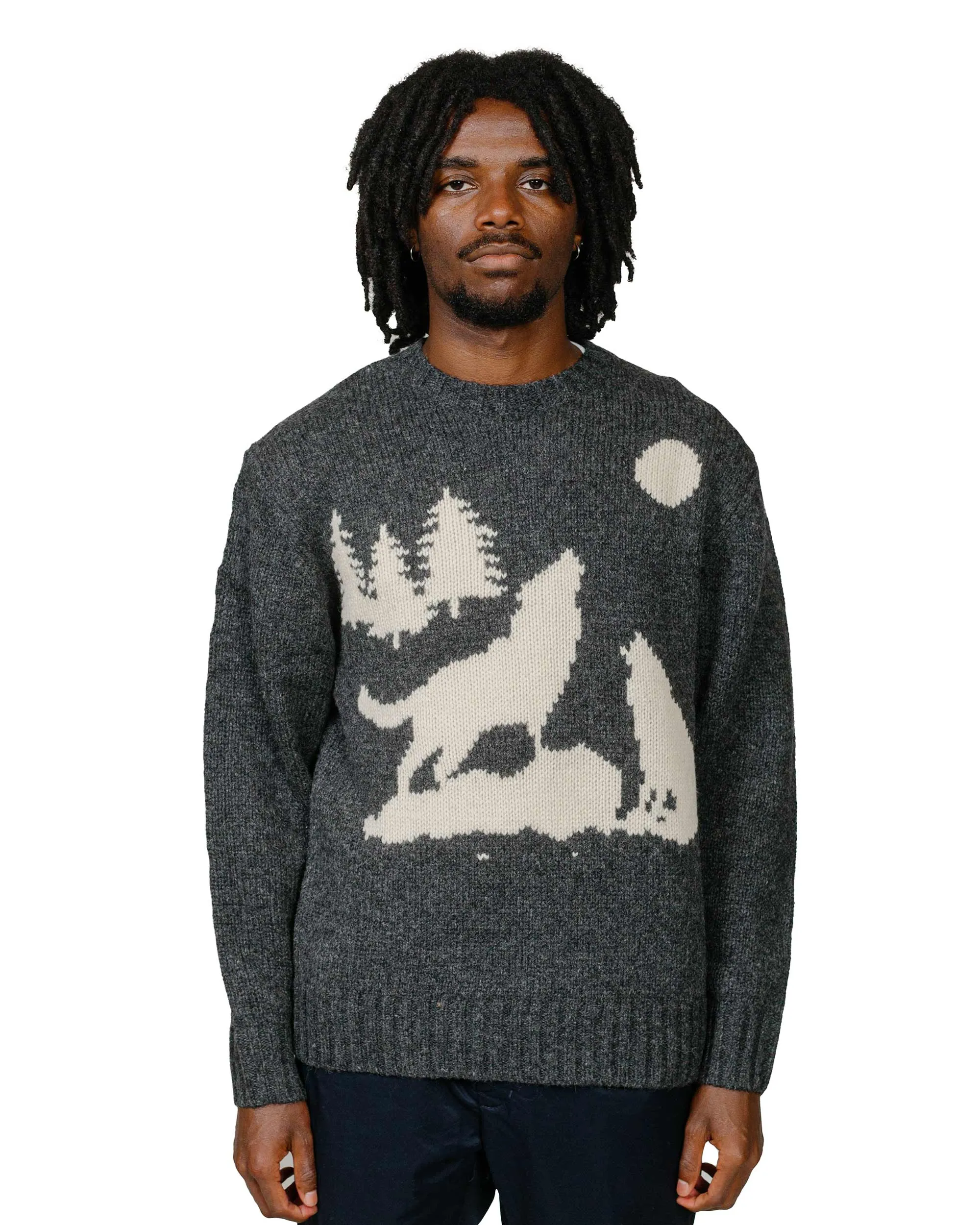 Beams Plus Crew Intarsia 3G Charcoal Grey sold by Lost & Found product image thumbnail 2