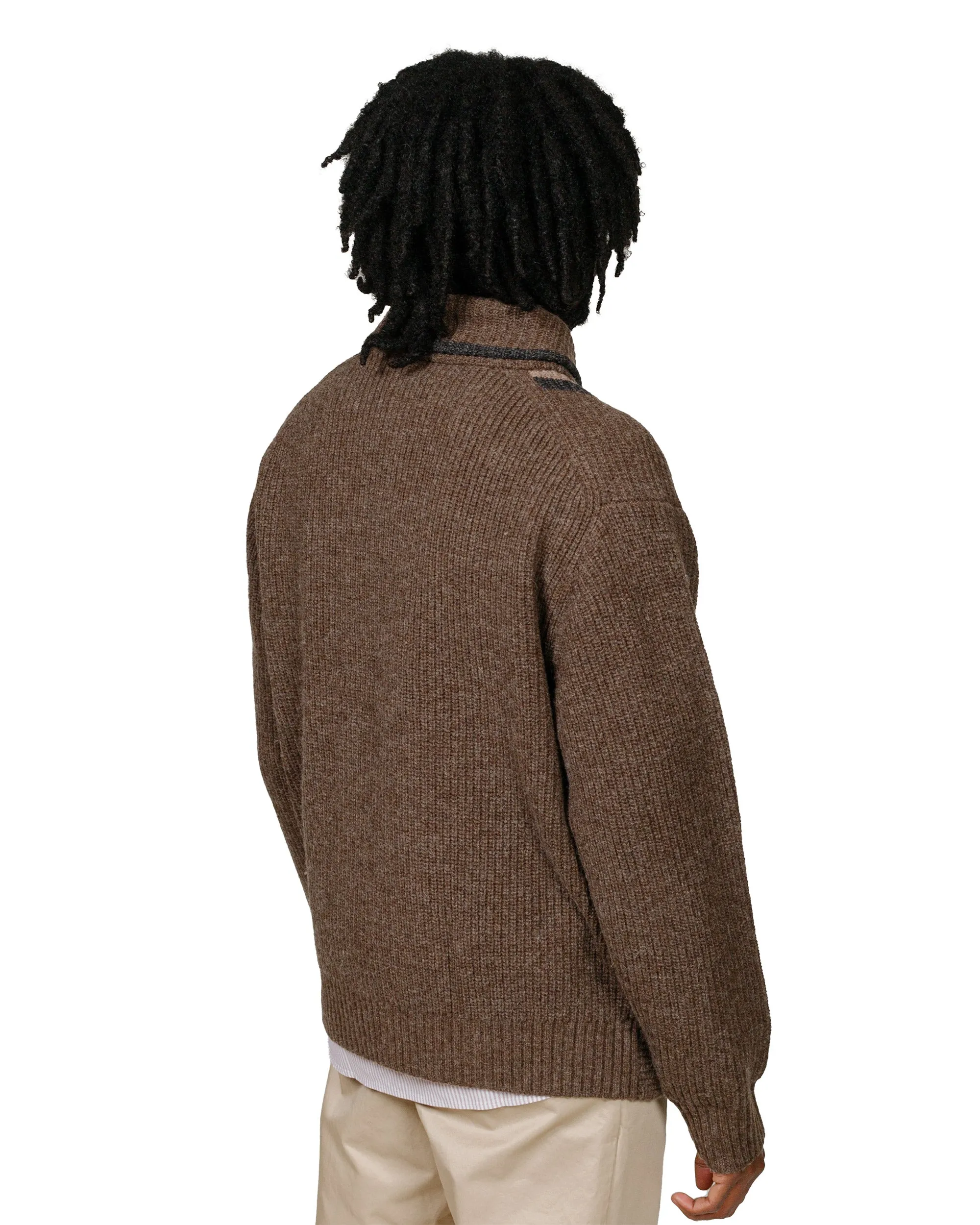 Beams Plus Full Zip Shawl Collar Knit Brown sold by Lost & Found product image thumbnail 3