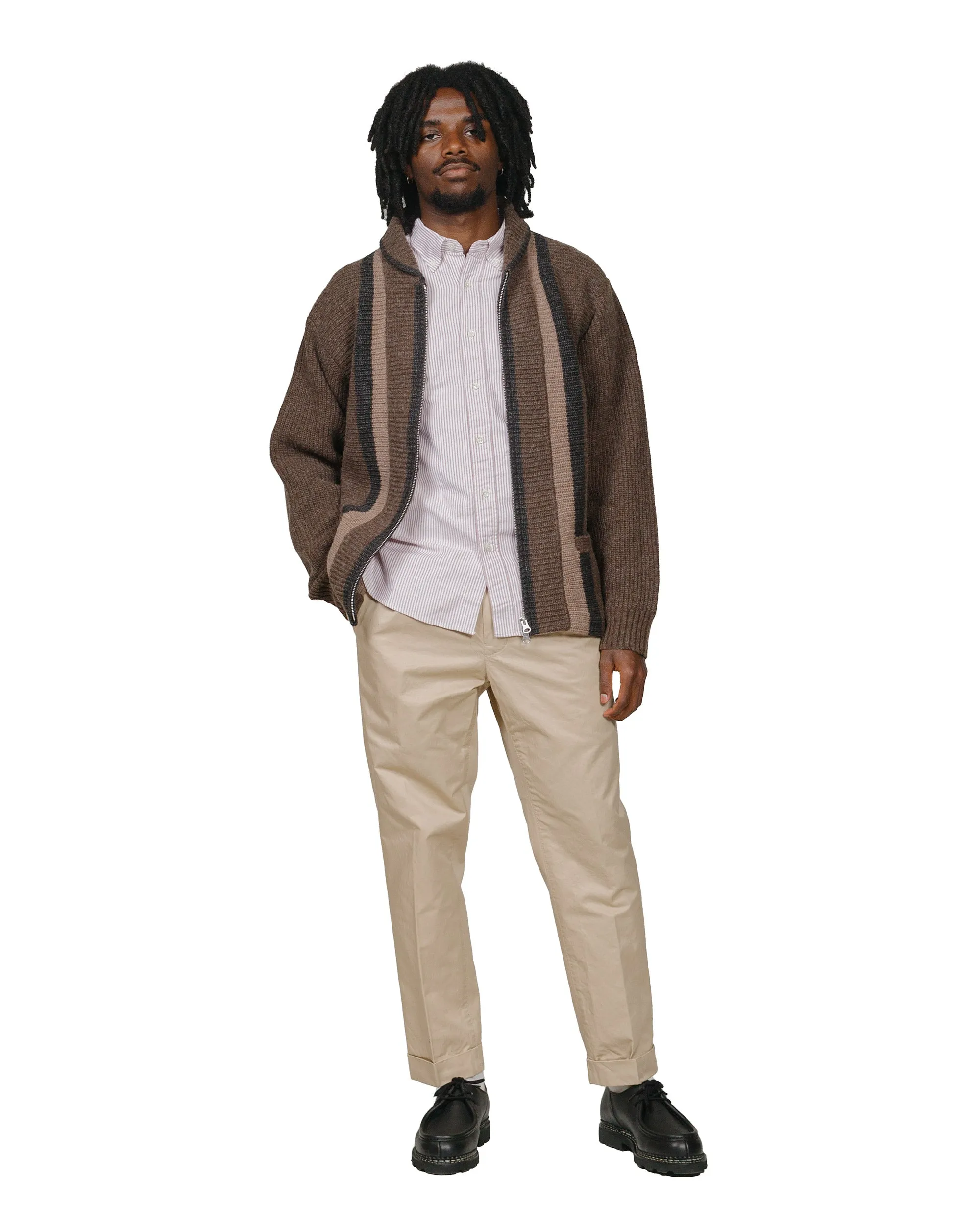 Beams Plus Full Zip Shawl Collar Knit Brown sold by Lost & Found product image thumbnail 4